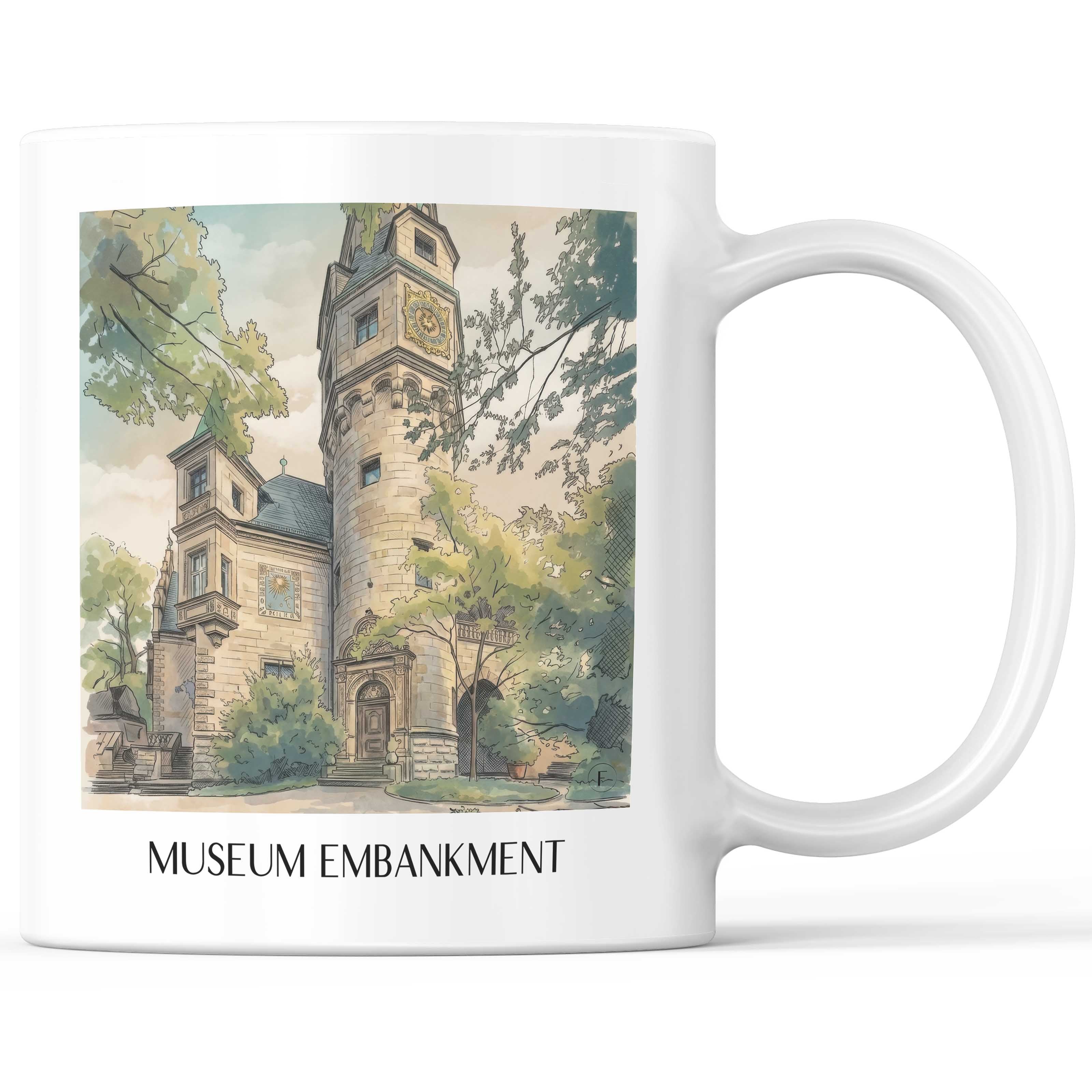 Museumsufer Kaffeebecher - Frankfurt - Deutschland Becher - Kaffeetasse im Aquarell Stil - favplace