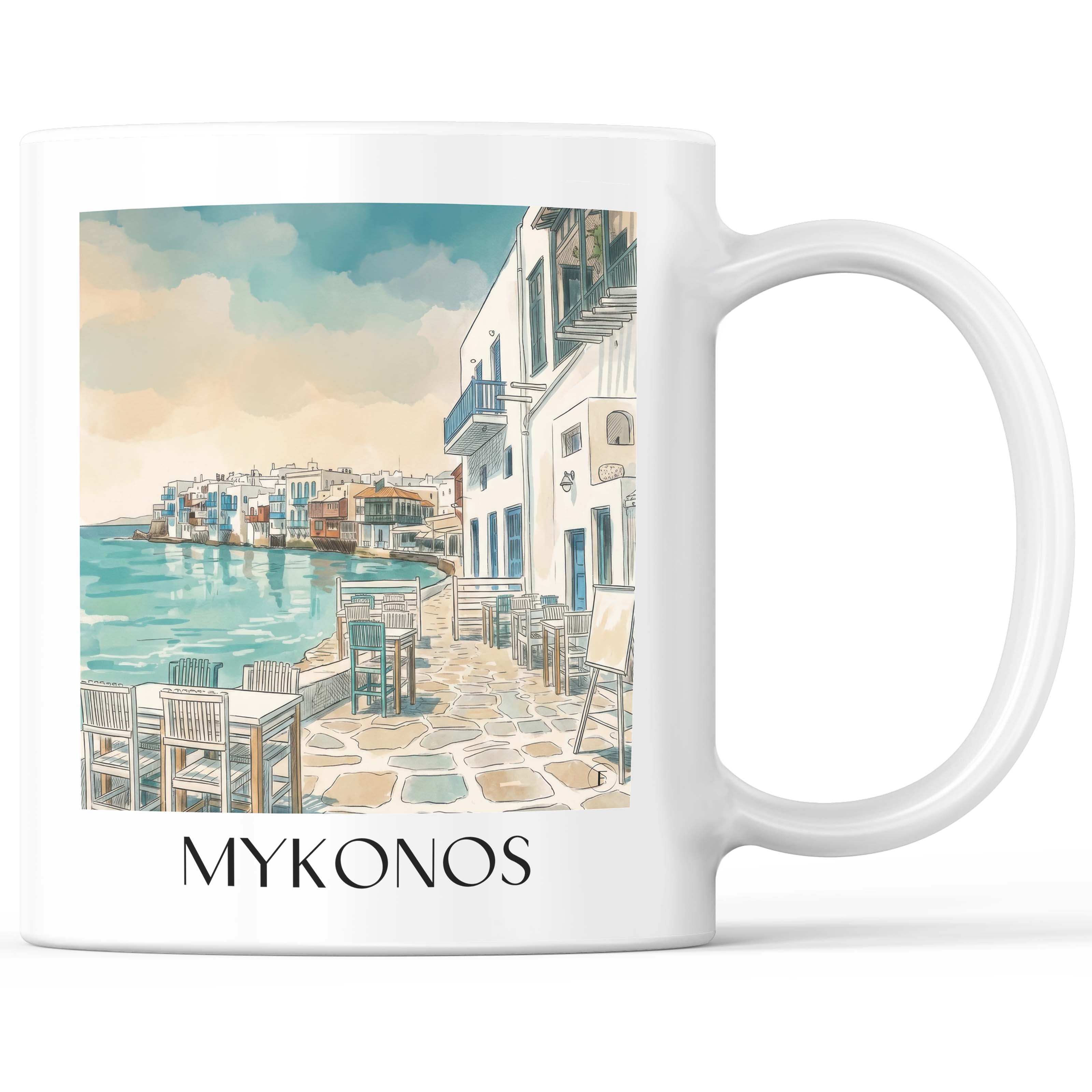 Mykonos - Griechenland Becher - Kaffeetasse im Aquarell Stil - favplace