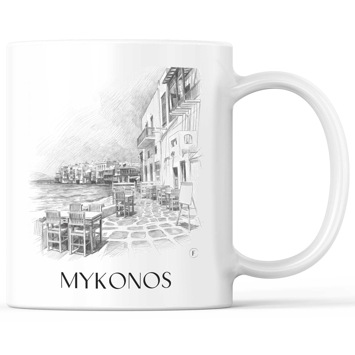 Mykonos - Griechenland Becher - Kaffeetasse im Zeichnung Stil - favplace