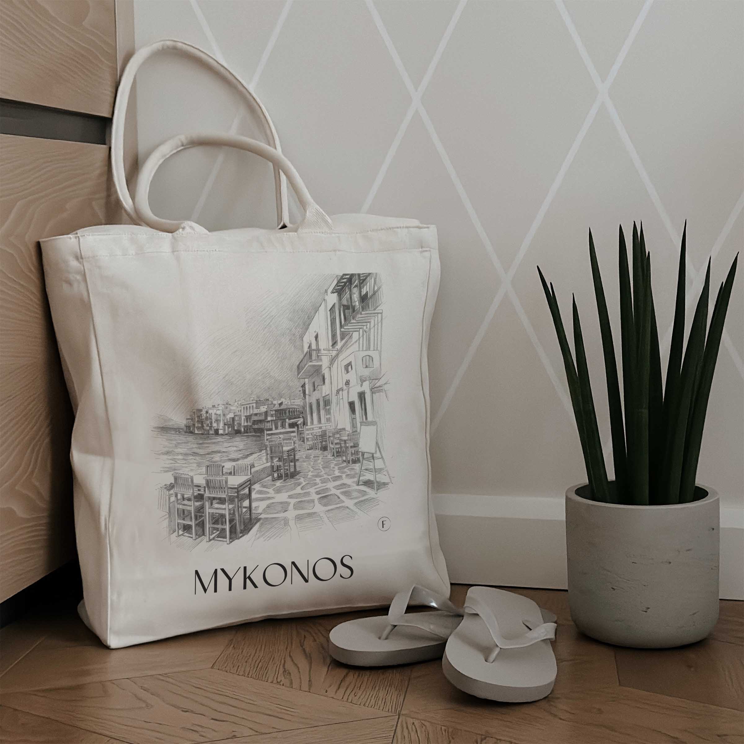 mykonos-griechenland-einkaufstasche-bleistift-zeichnung-drawing