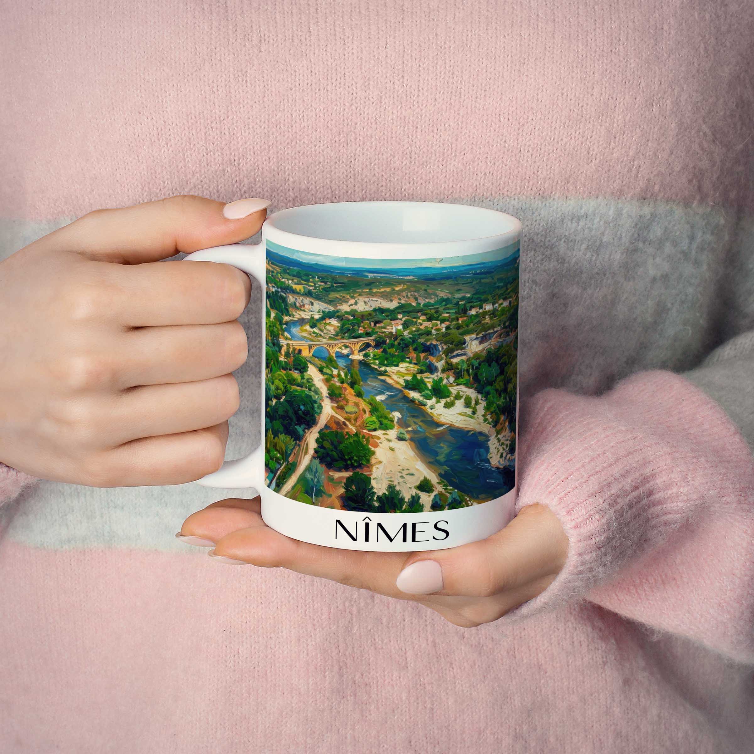 nîmes-gard-frankreich-kaffeebecher-oil-painting-oelgemaelde