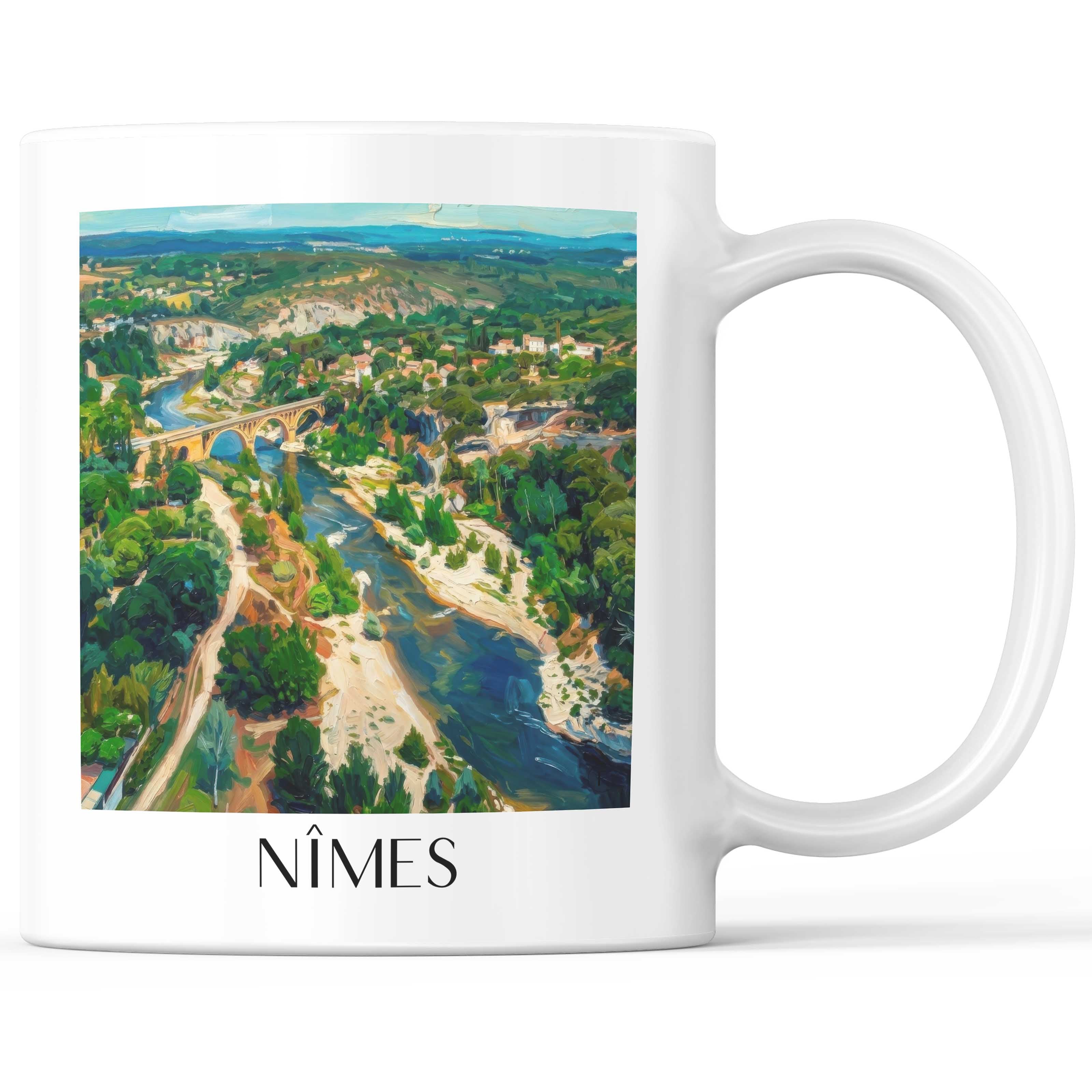 nîmes-gard-frankreich-kaffeebecher-oil-painting-oelgemaelde
