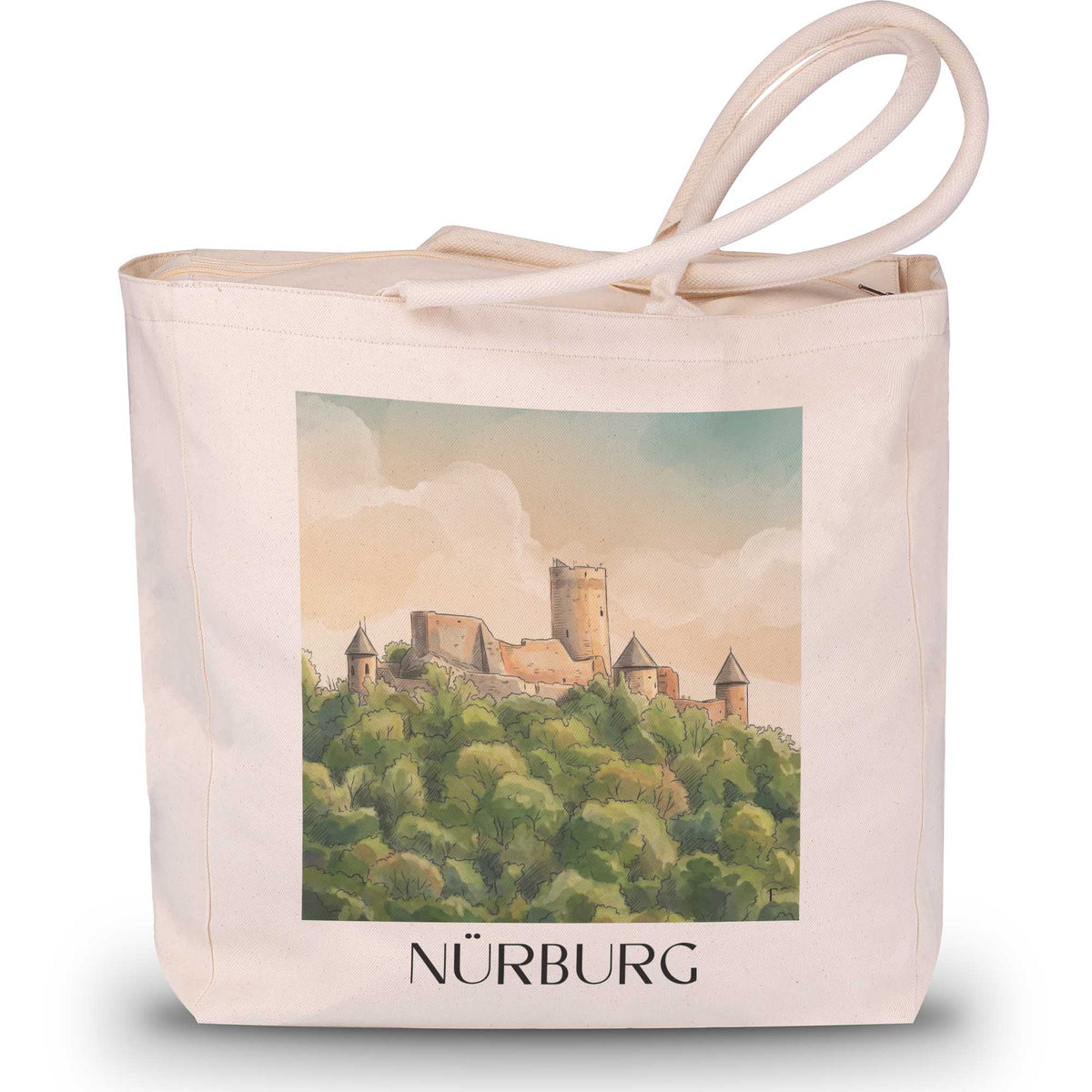nürburg-eifel-deutschland-einkaufstasche-aquarell