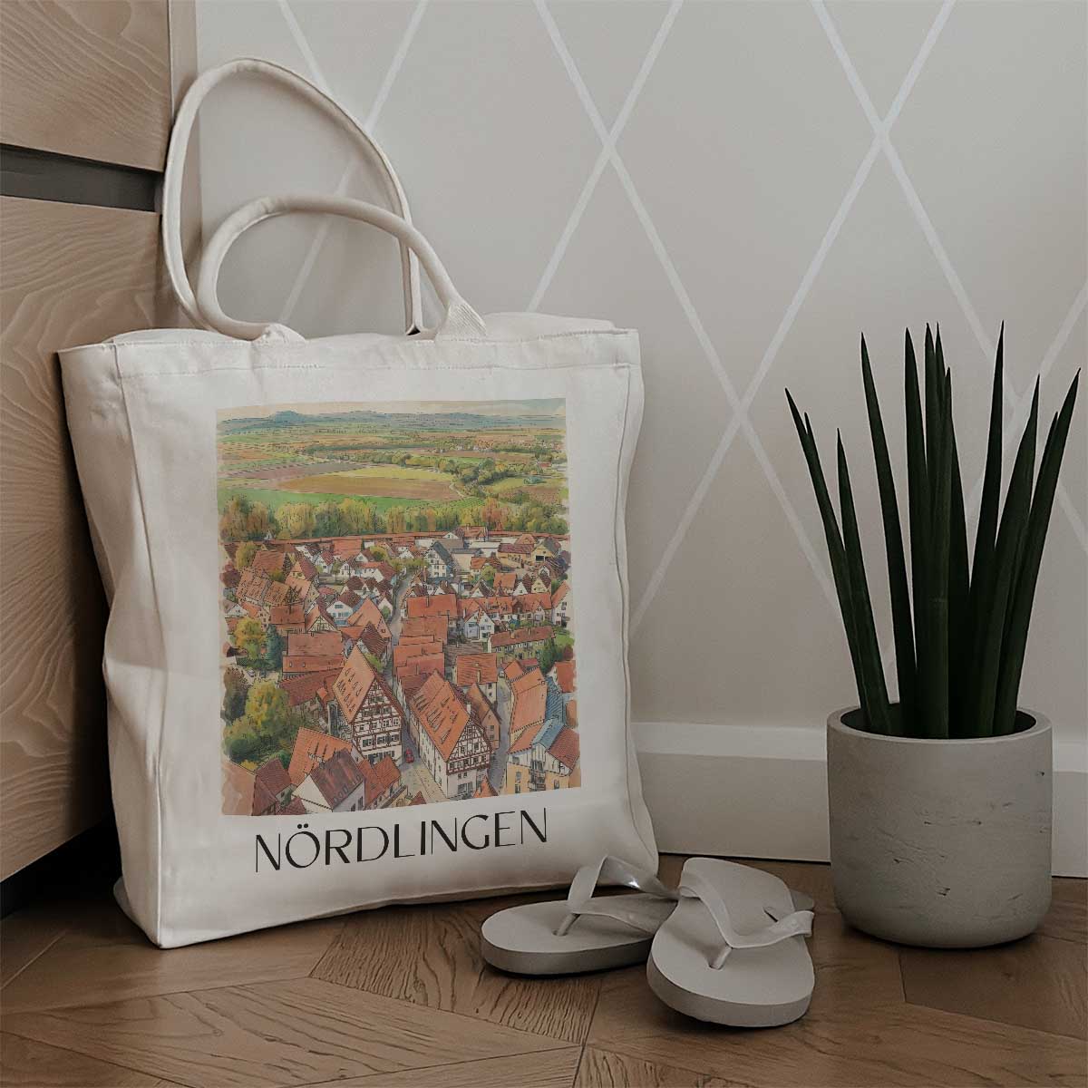 nördlingen-bayern-deutschland-einkaufstasche-aquarell