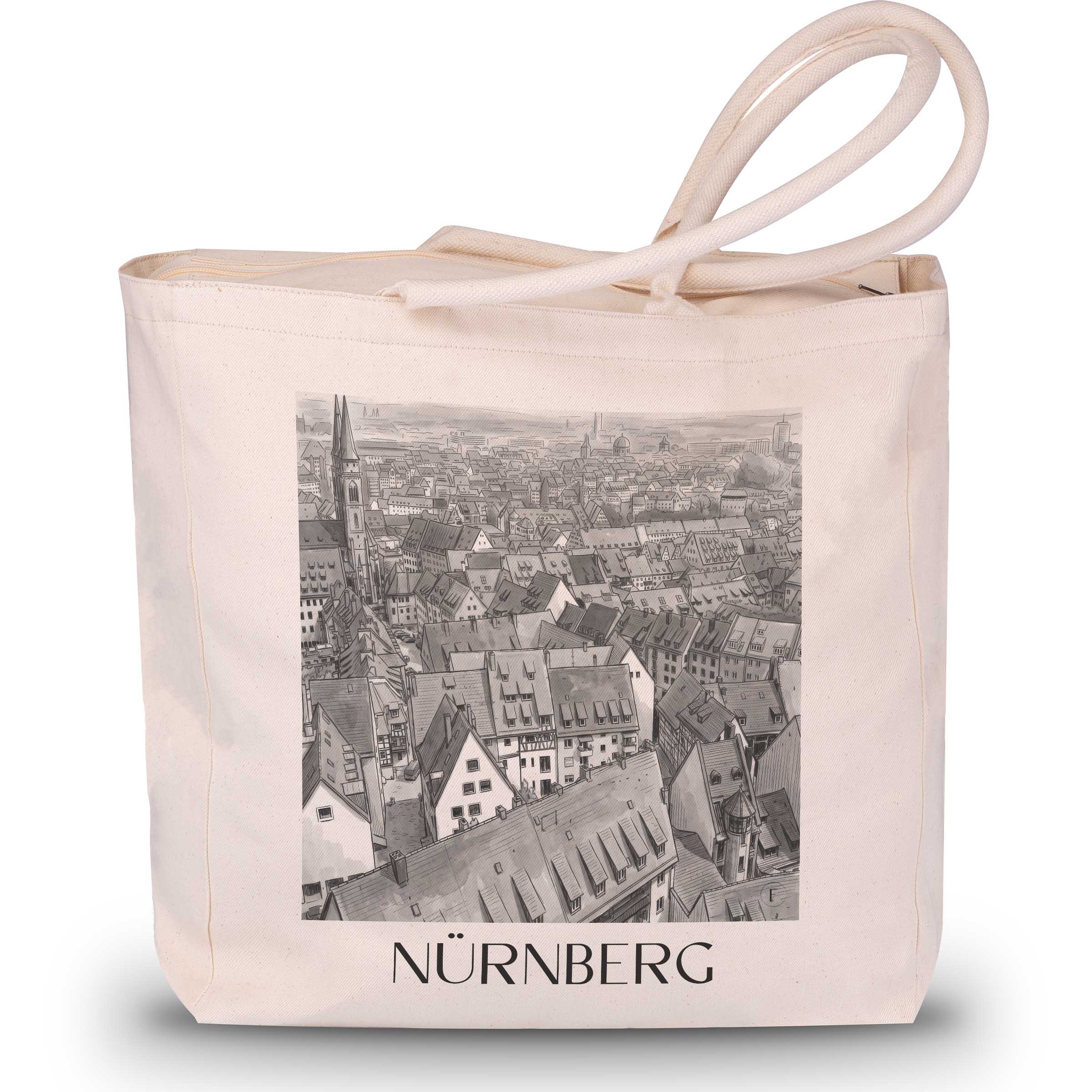 nürnberg-deutschland-einkaufstasche-aquarell-schwarz-weiss