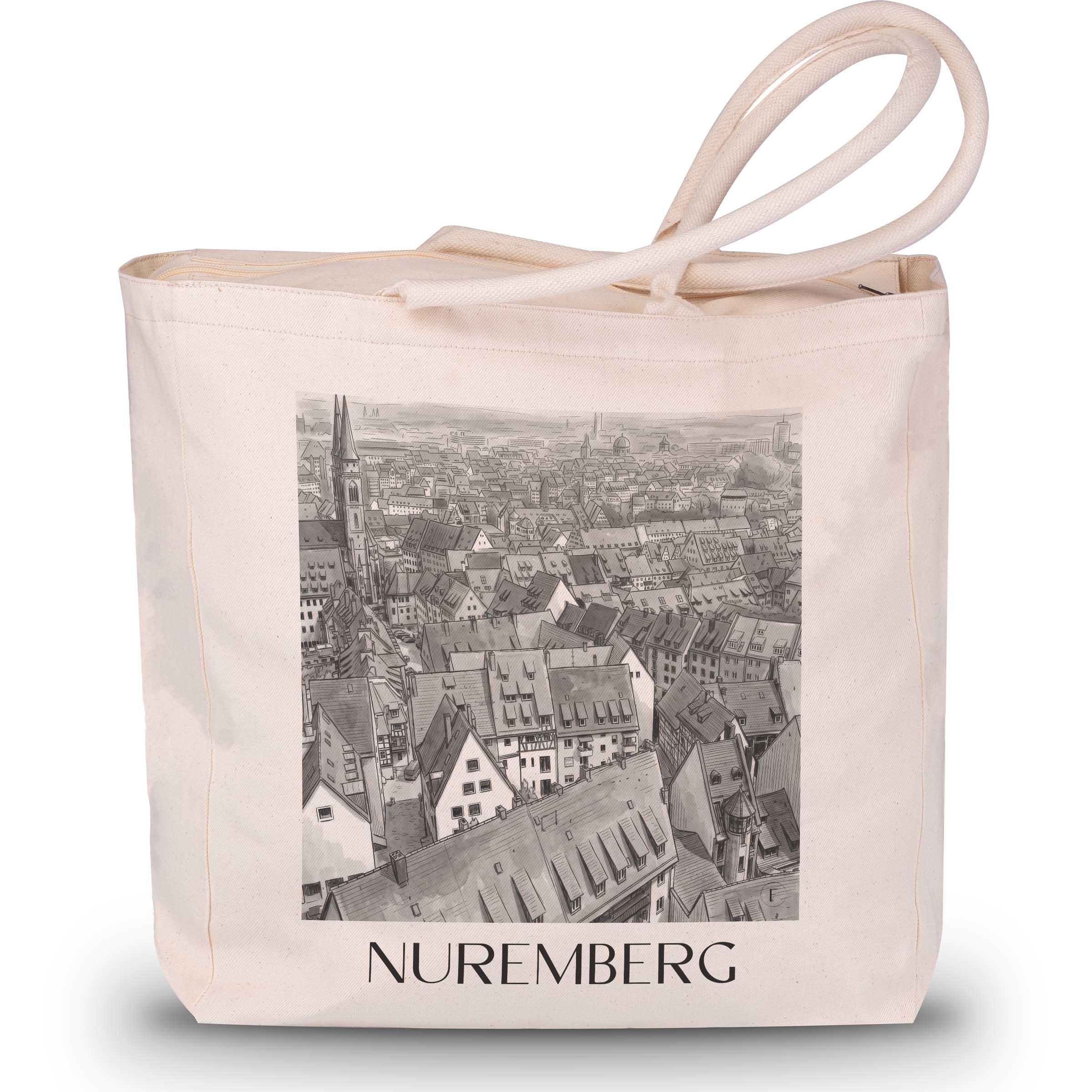 Nürnberg - Deutschland Tote Bag - Einkaufstasche im Aquarell Schwarz-Weiß Stil - favplace