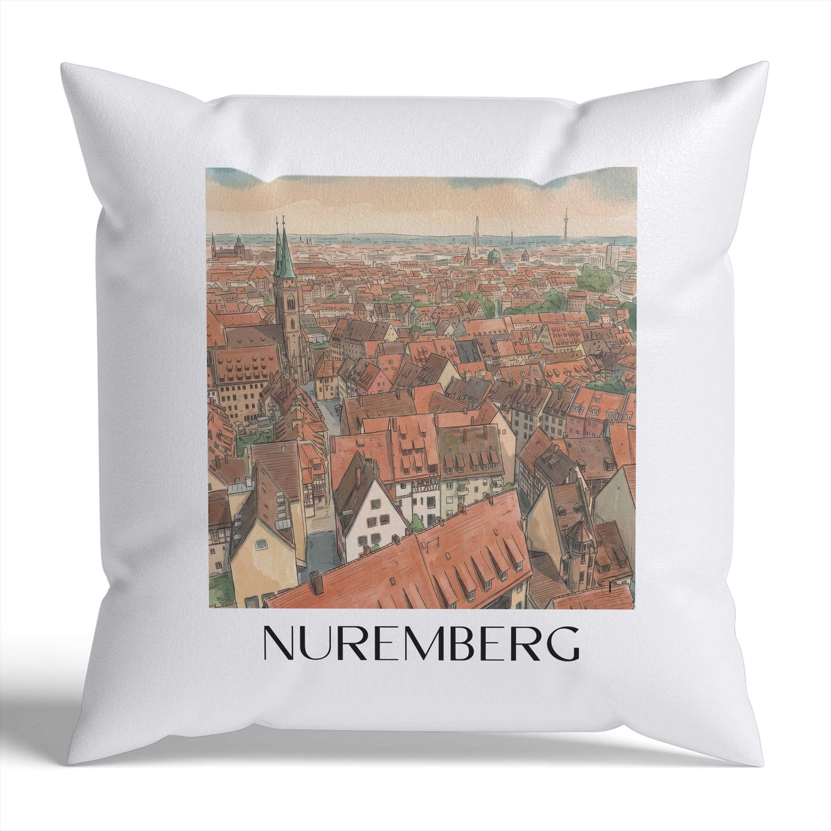 Nürnberg Kissenhülle - Zierkissen Bezug - Deutschland - Deutschland Kissen bzw. Kissenbezug im Aquarell Stil - favplace