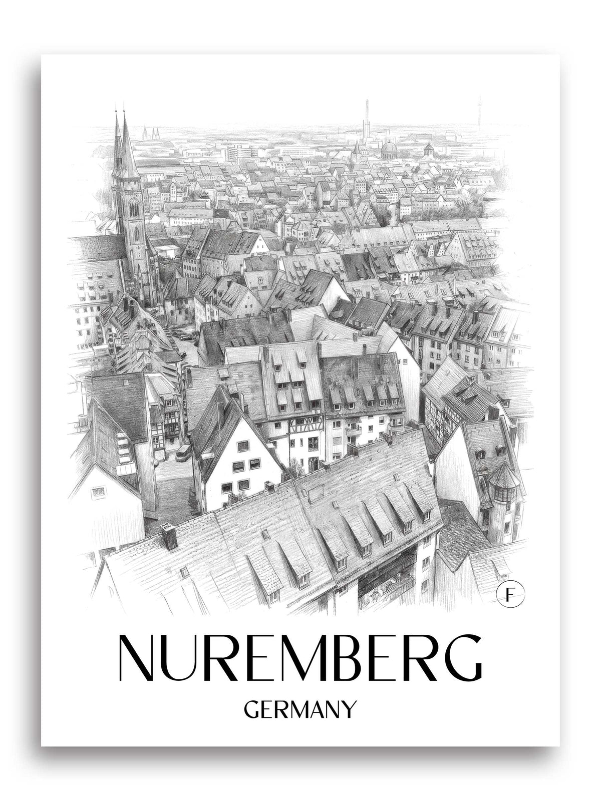 Nürnberg Poster - - Deutschland Kunstdruck - Zeichnung von A4 bis A1 - favplace