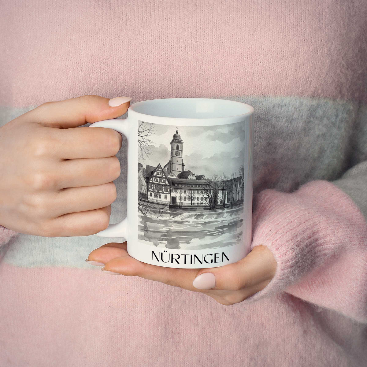 nürtingen-deutschland-kaffeebecher-aquarell-schwarz-weiss