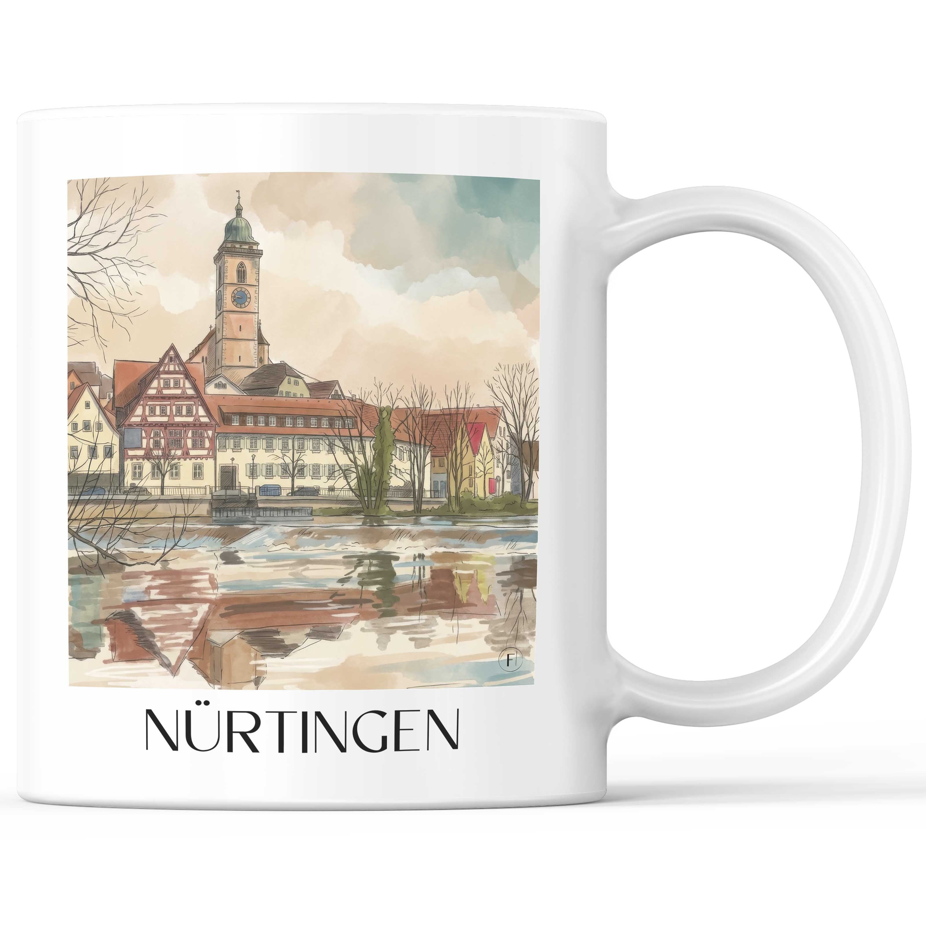 Nürtingen - Deutschland Becher - Kaffeetasse im Aquarell Stil - favplace