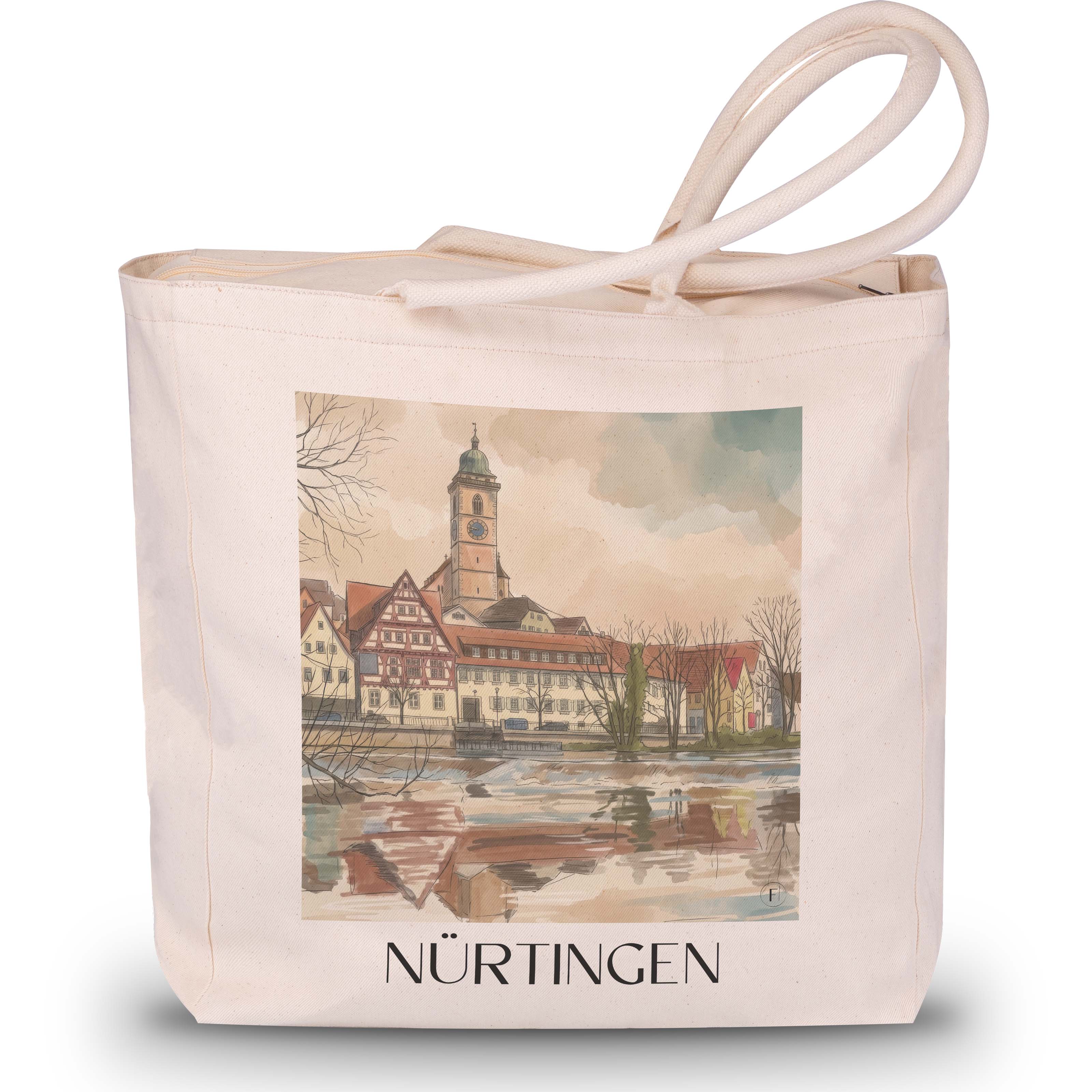 Nürtingen - Deutschland Tote Bag - Einkaufstasche im Aquarell Stil - favplace