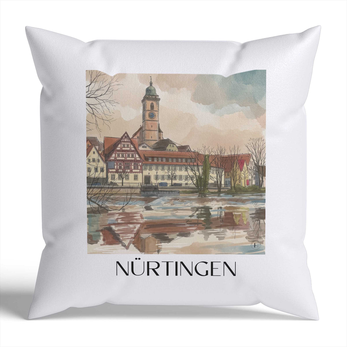 Nürtingen Kissenhülle - Zierkissen Bezug - Deutschland - Deutschland Kissen bzw. Kissenbezug im Aquarell Stil - favplace