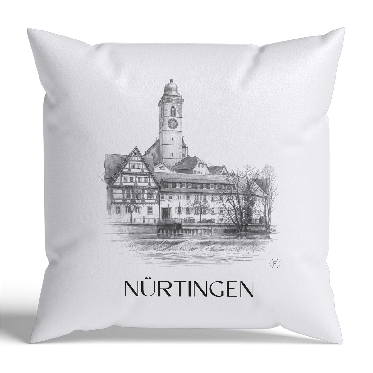 Nürtingen Kissenhülle - Zierkissen Bezug - Deutschland - Deutschland Kissen bzw. Kissenbezug im Zeichnung Stil - favplace