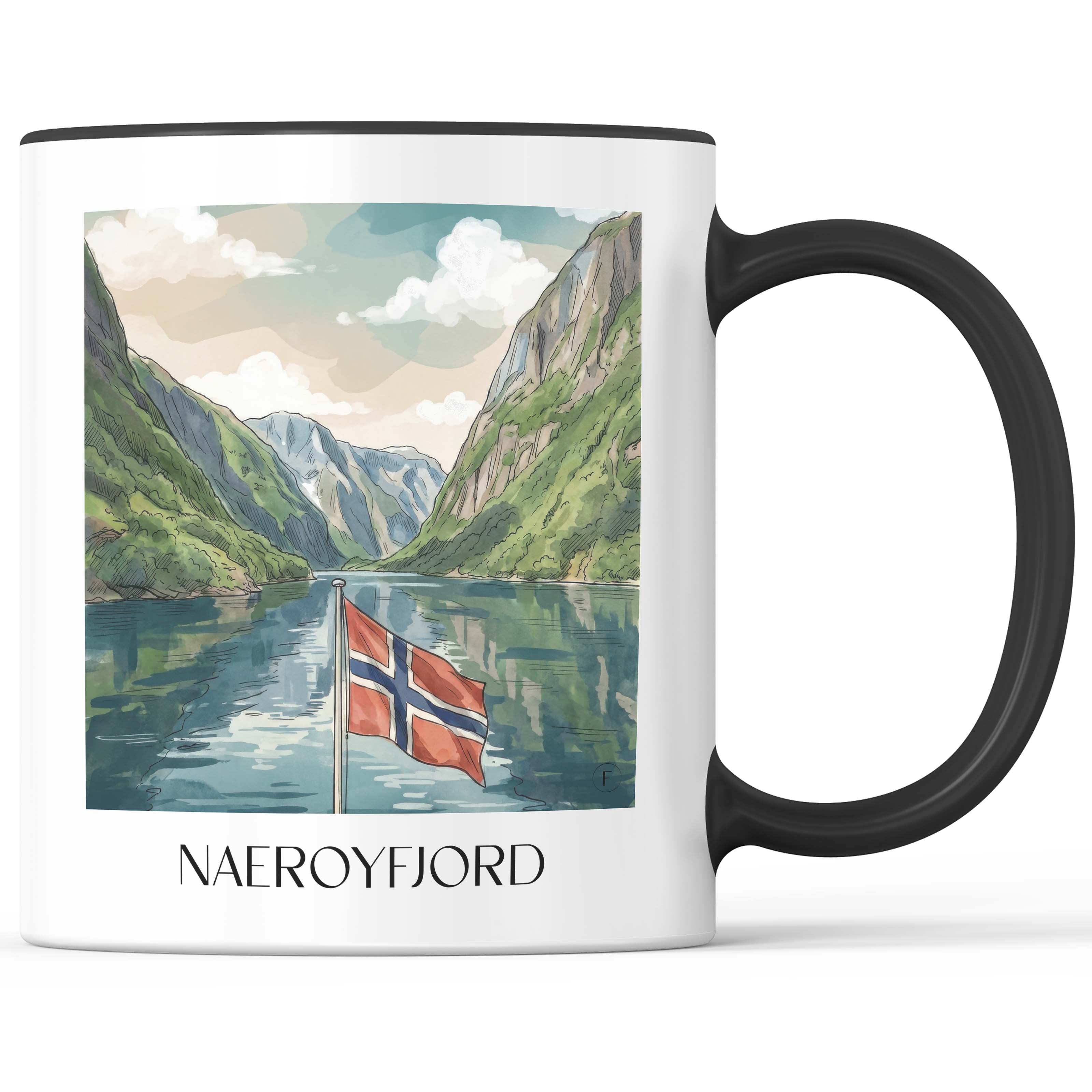 Naeroyfjord - Norwegen Becher - Kaffeetasse im Aquarell Stil - favplace
