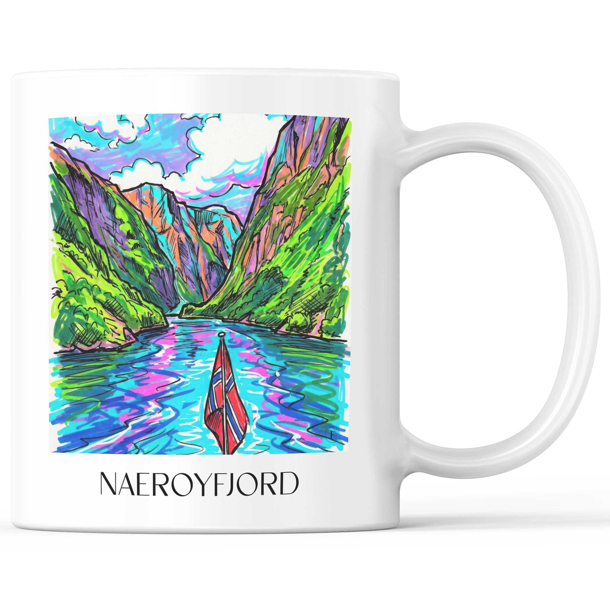 Naeroyfjord - Norwegen Becher - Kaffeetasse im Tag Graffiti Stil - favplace