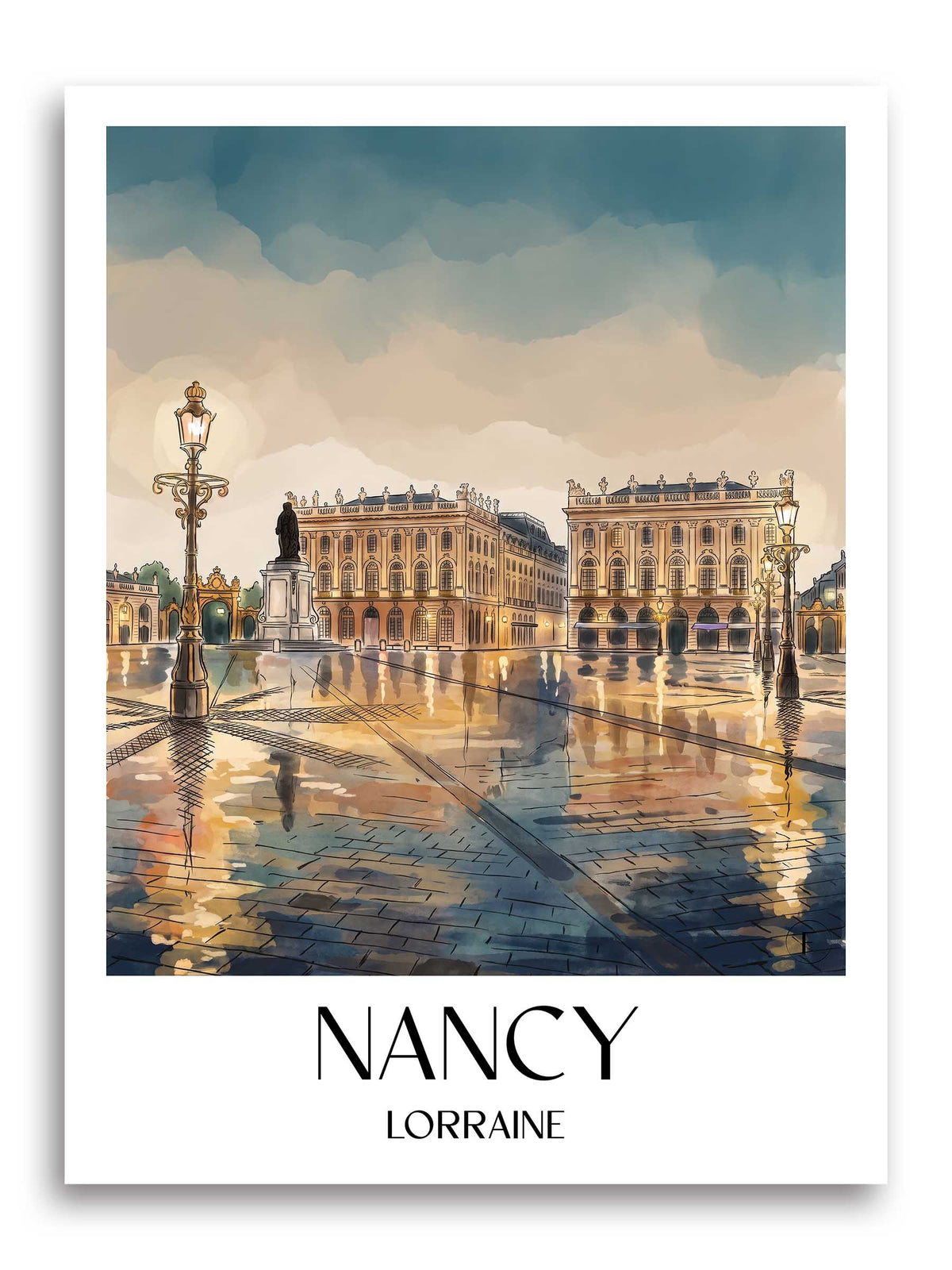 Nancy Poster - Lothringen - Frankreich Kunstdruck - Aquarell von A4 bis A1 - favplace