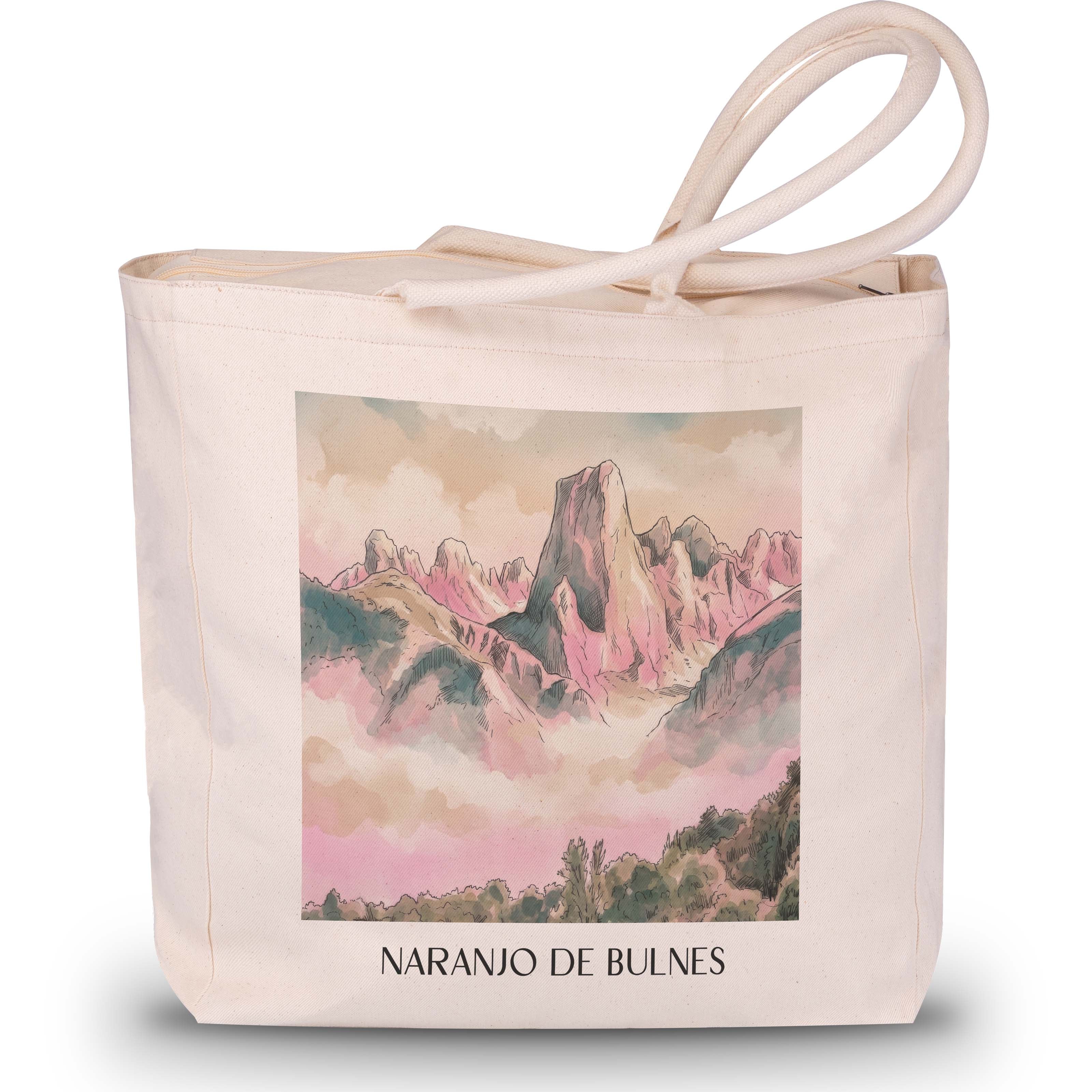 Naranjo de Bulnes Shopping Tasche - Spanien - Spanien Tote Bag - Einkaufstasche im Aquarell Pink Stil - favplace