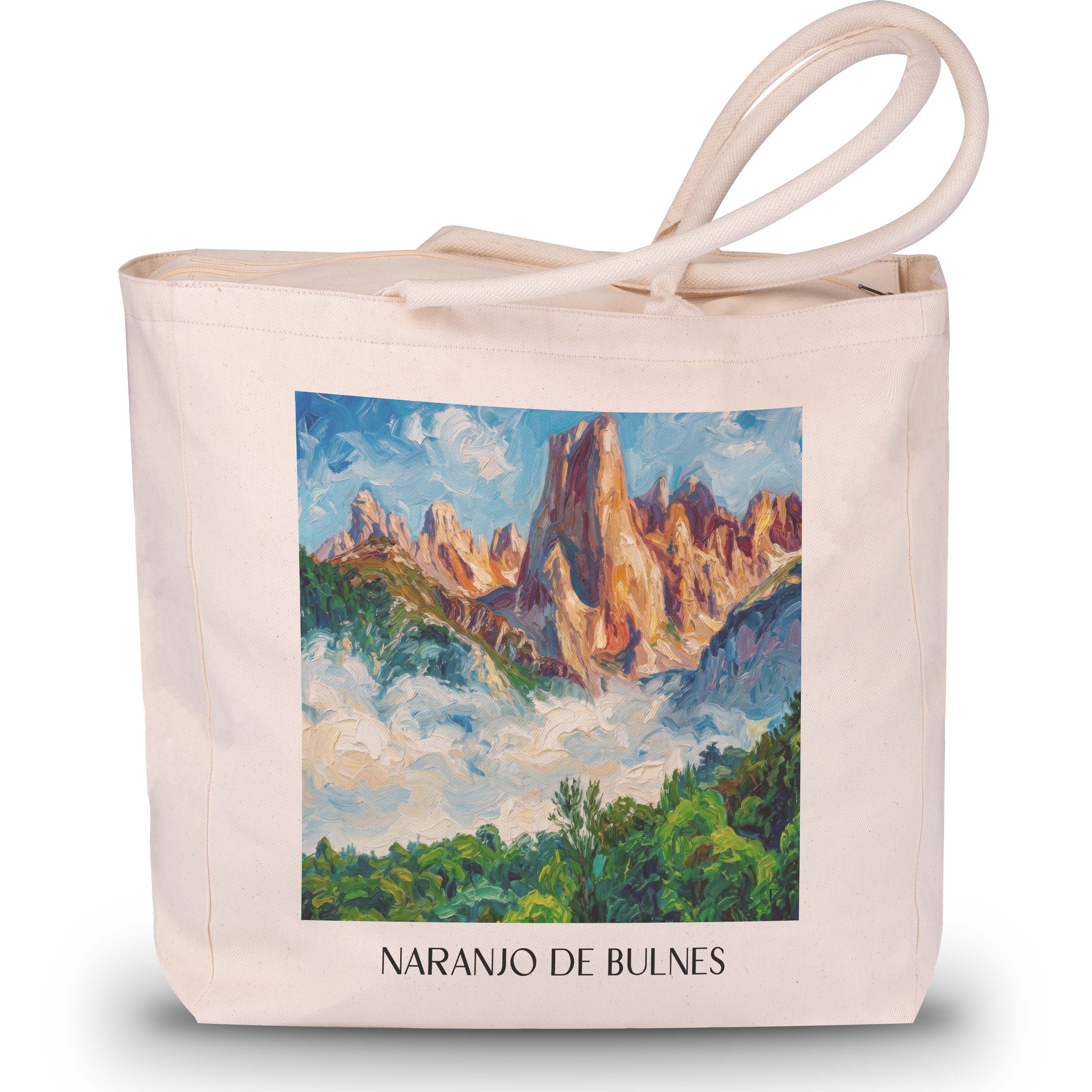 Naranjo de Bulnes Shopping Tasche - Spanien - Spanien Tote Bag - Einkaufstasche im Ölgemälde Stil - favplace