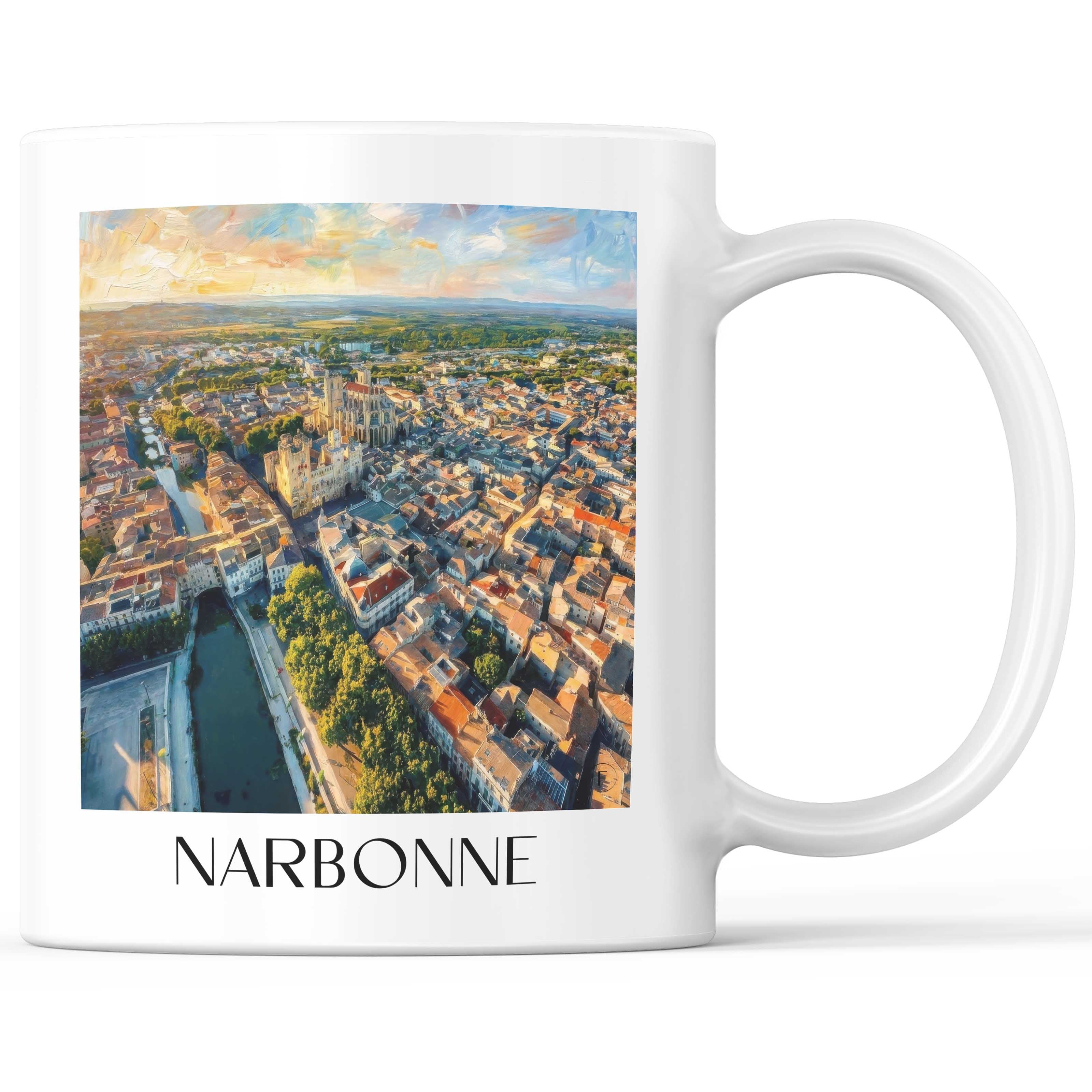Narbonne Kaffeebecher - Okzitanien - Frankreich Becher - Kaffeetasse im Ölgemälde Stil - favplace