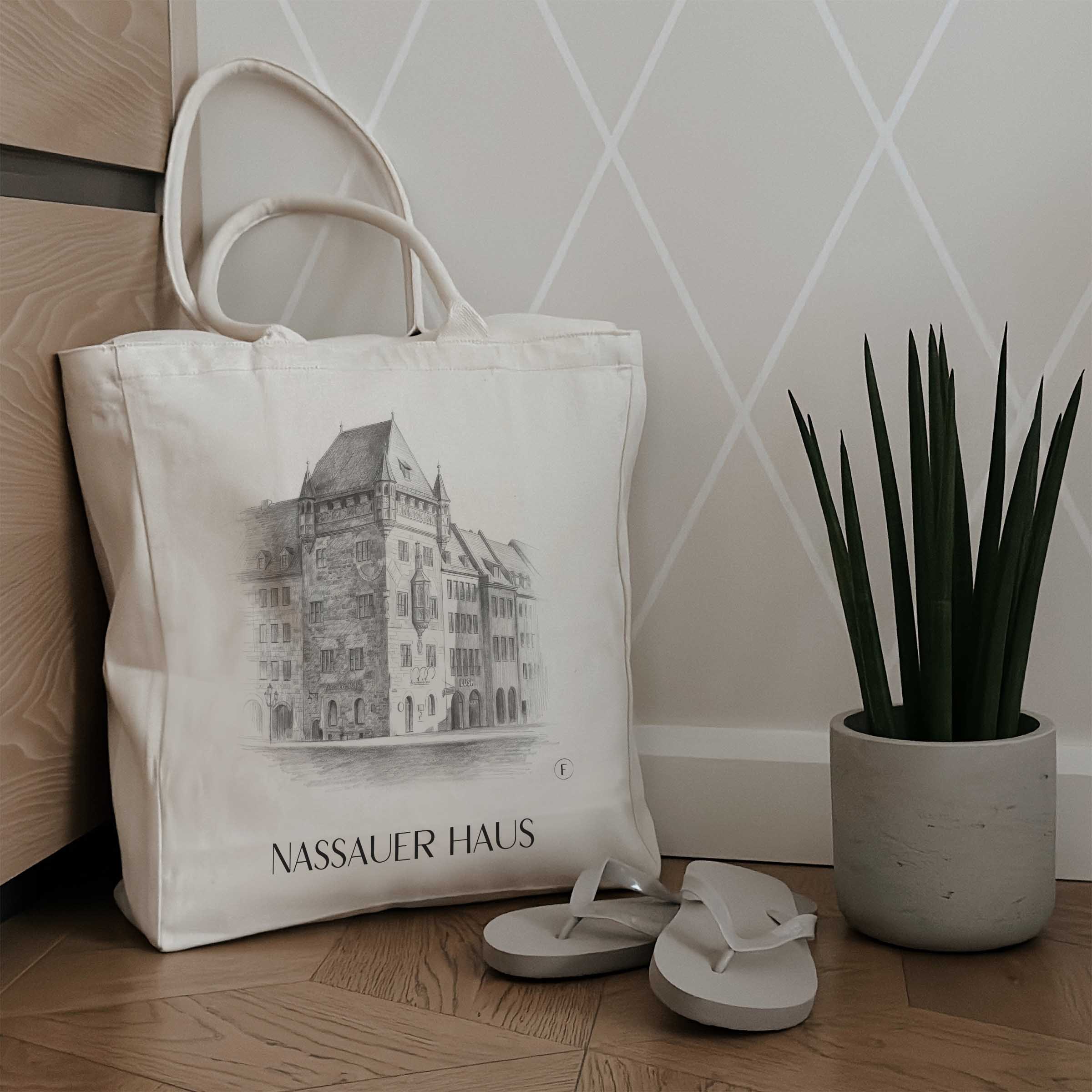 nassauer-haus-nürnberg-deutschland-einkaufstasche-bleistift-zeichnung-drawing