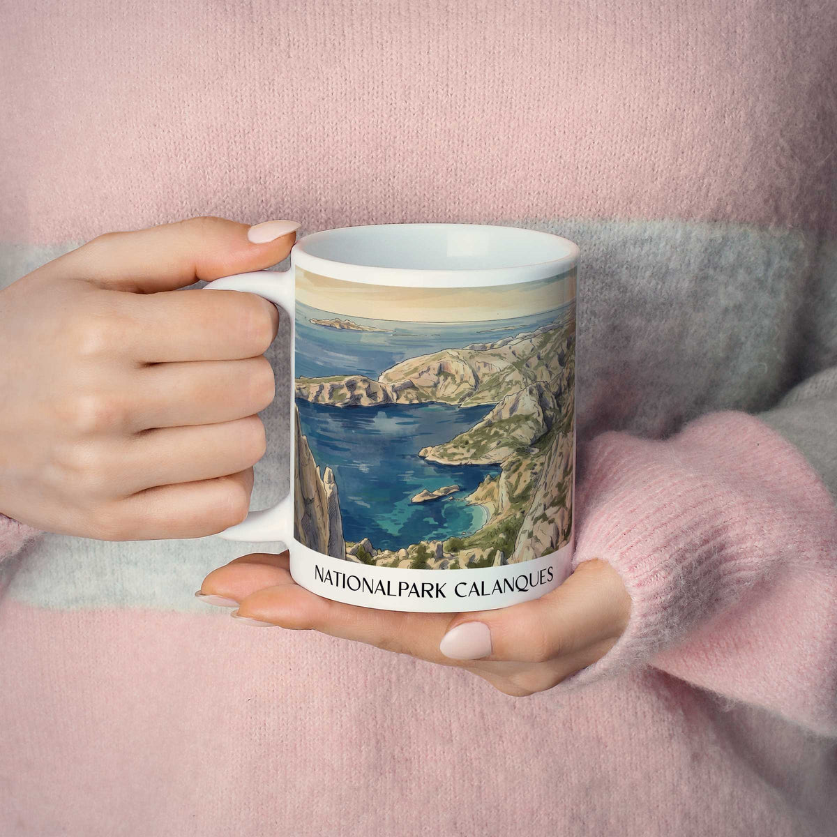 nationalpark-calanques-côte-d´azur-frankreich-kaffeebecher-aquarell