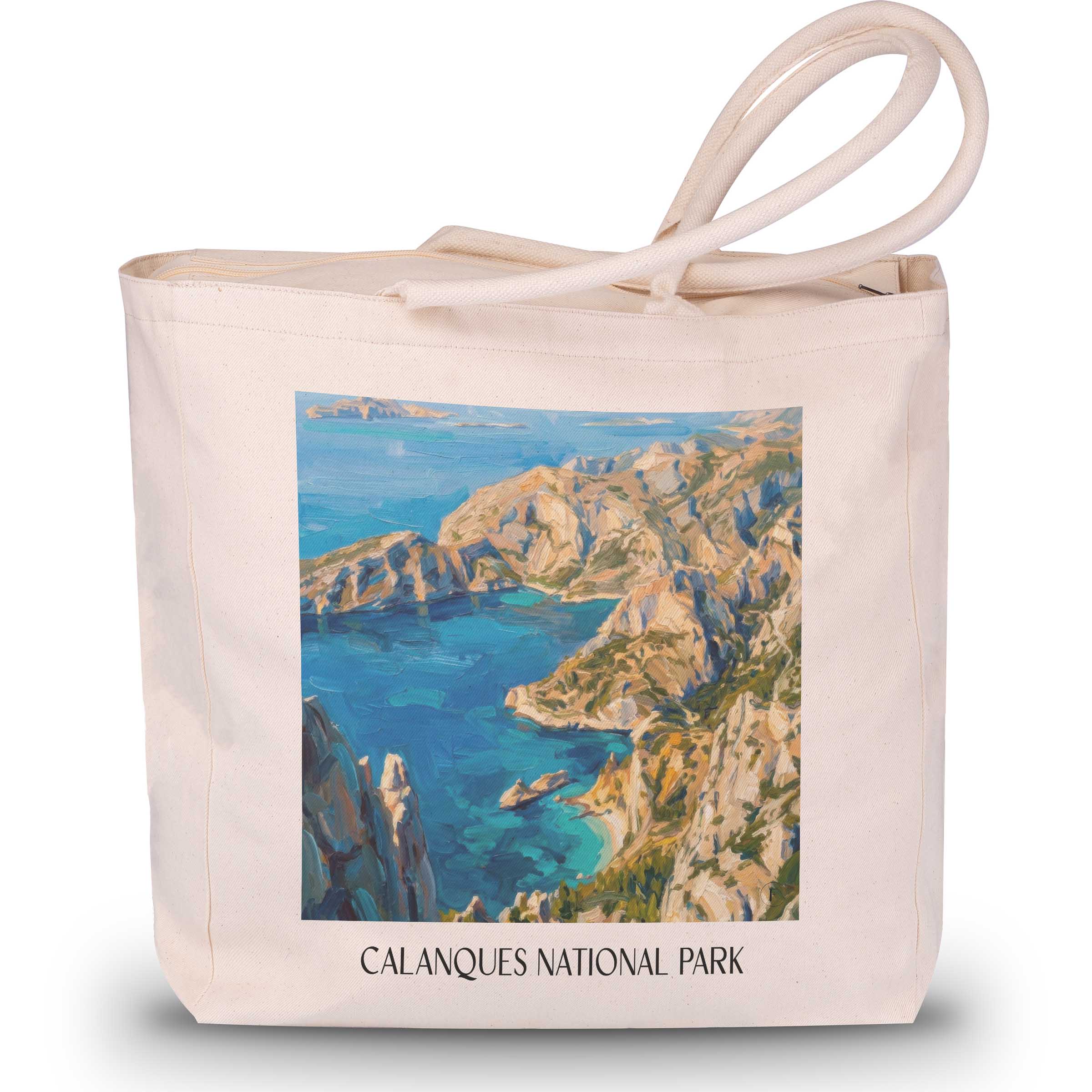 Nationalpark Calanques Shopping Tasche - Côte d´Azur - Frankreich Tote Bag - Einkaufstasche im Ölgemälde Stil - favplace