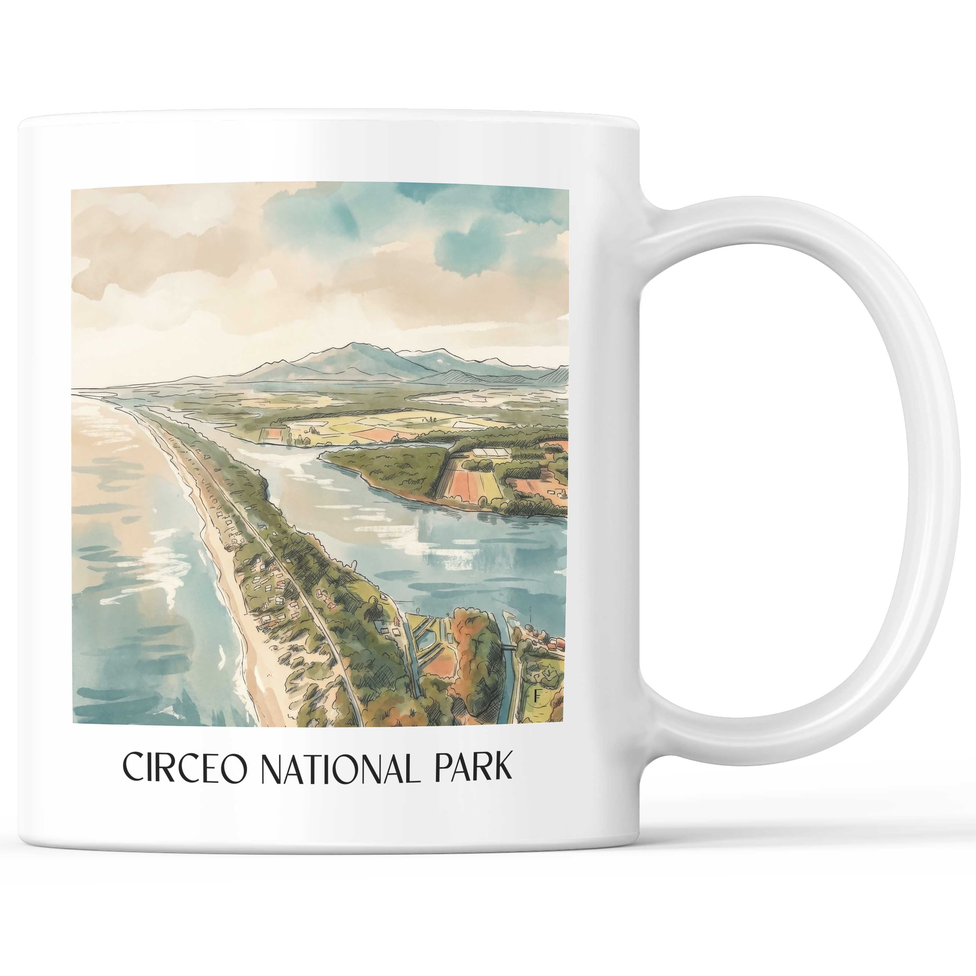 Nationalpark Circeo Kaffeebecher - Latium - Italien Becher - Kaffeetasse im Aquarell Stil - favplace