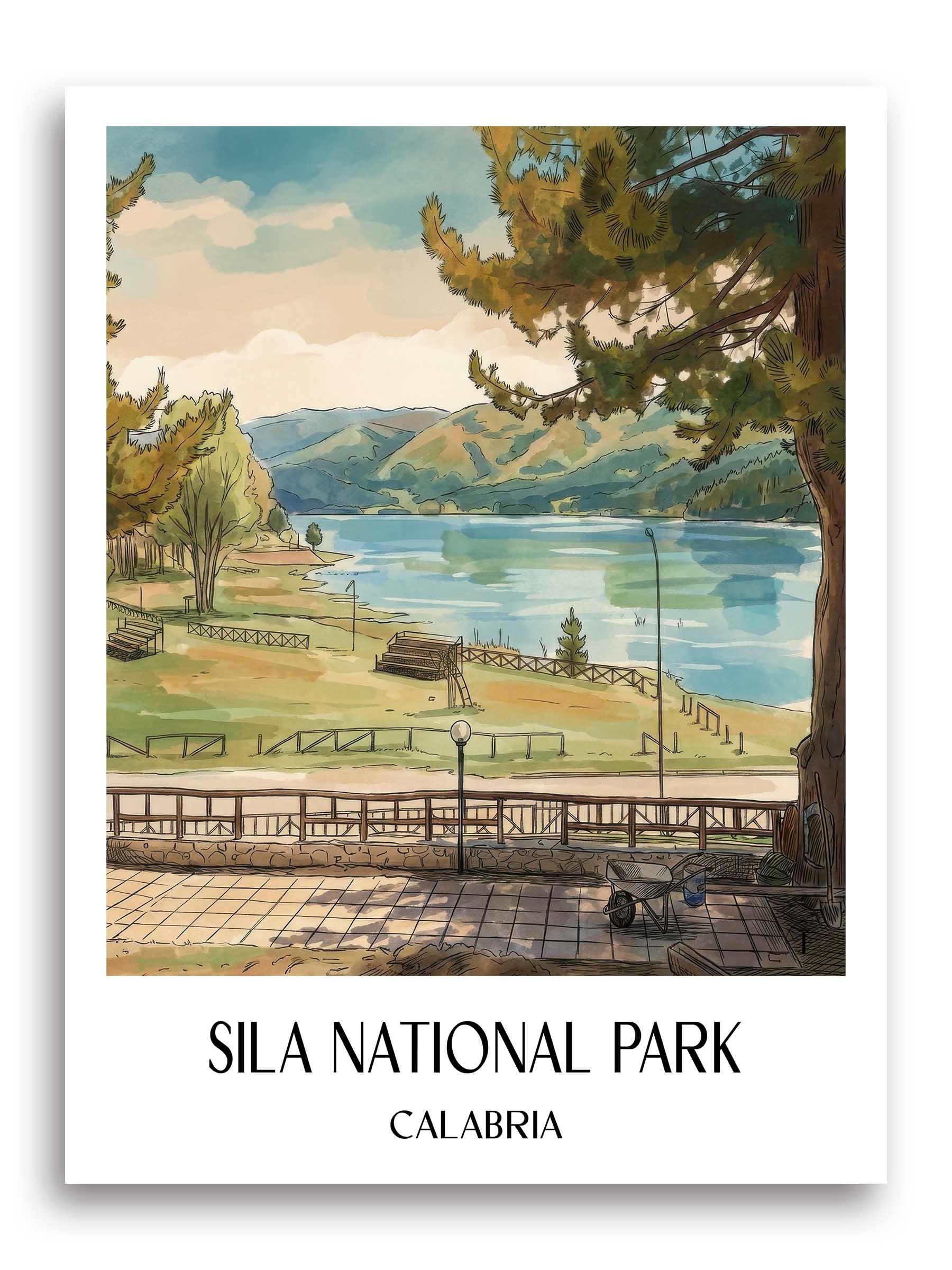Nationalpark Sila Poster - Kalabrien - Italien Kunstdruck - Aquarell von A4 bis A1 - favplace