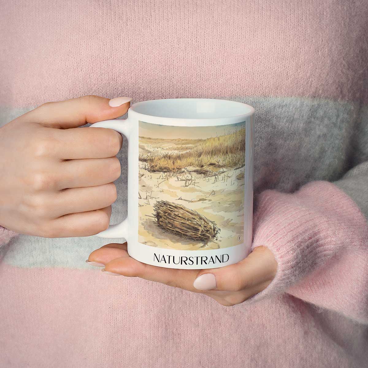 naturstrand-emden-deutschland-kaffeebecher-aquarell