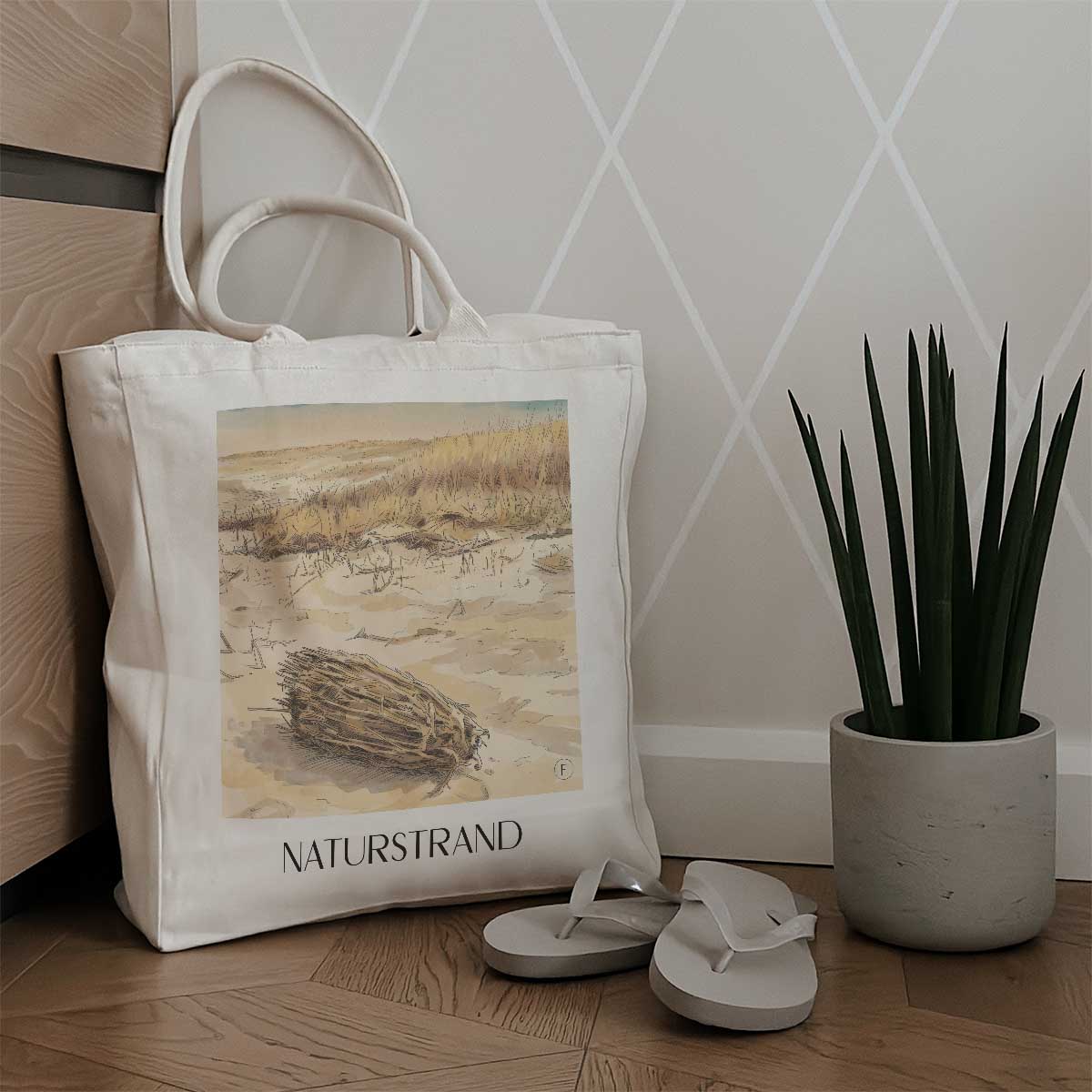 naturstrand-emden-deutschland-einkaufstasche-aquarell