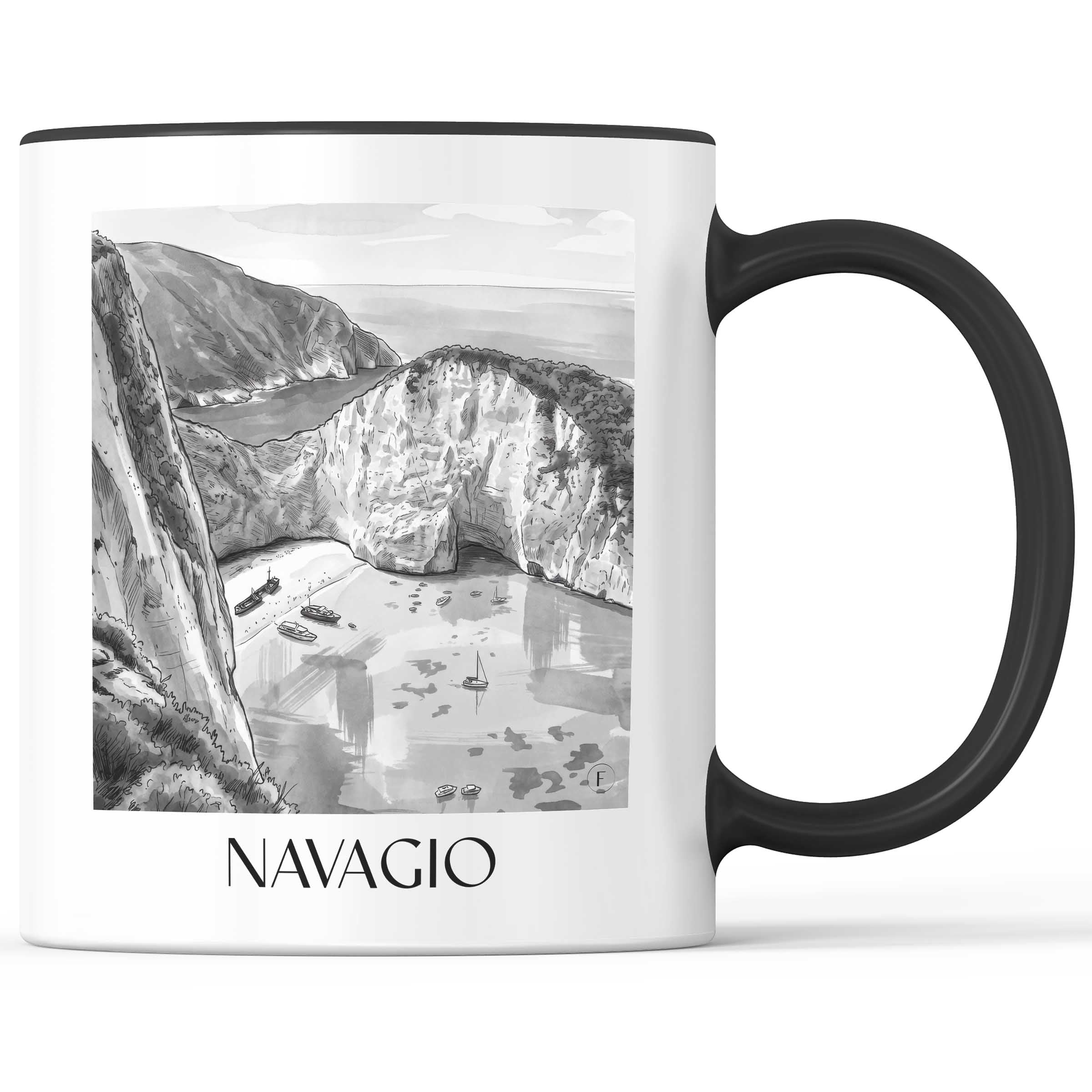 navagio-zakynthos-griechenland-kaffeebecher-aquarell-schwarz-weiss