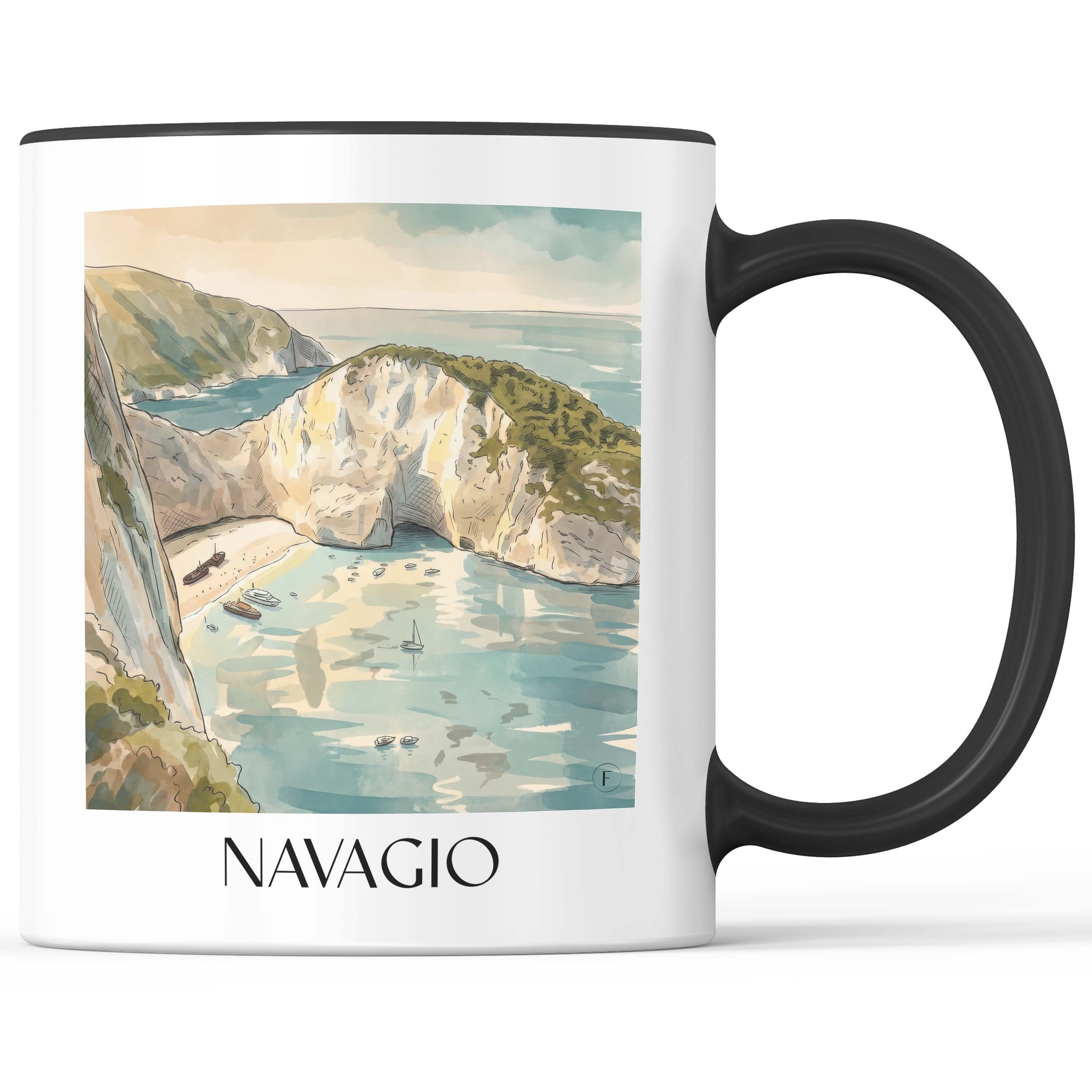 Navagio Kaffeebecher - Zakynthos - Griechenland Becher - Kaffeetasse im Aquarell Stil - favplace