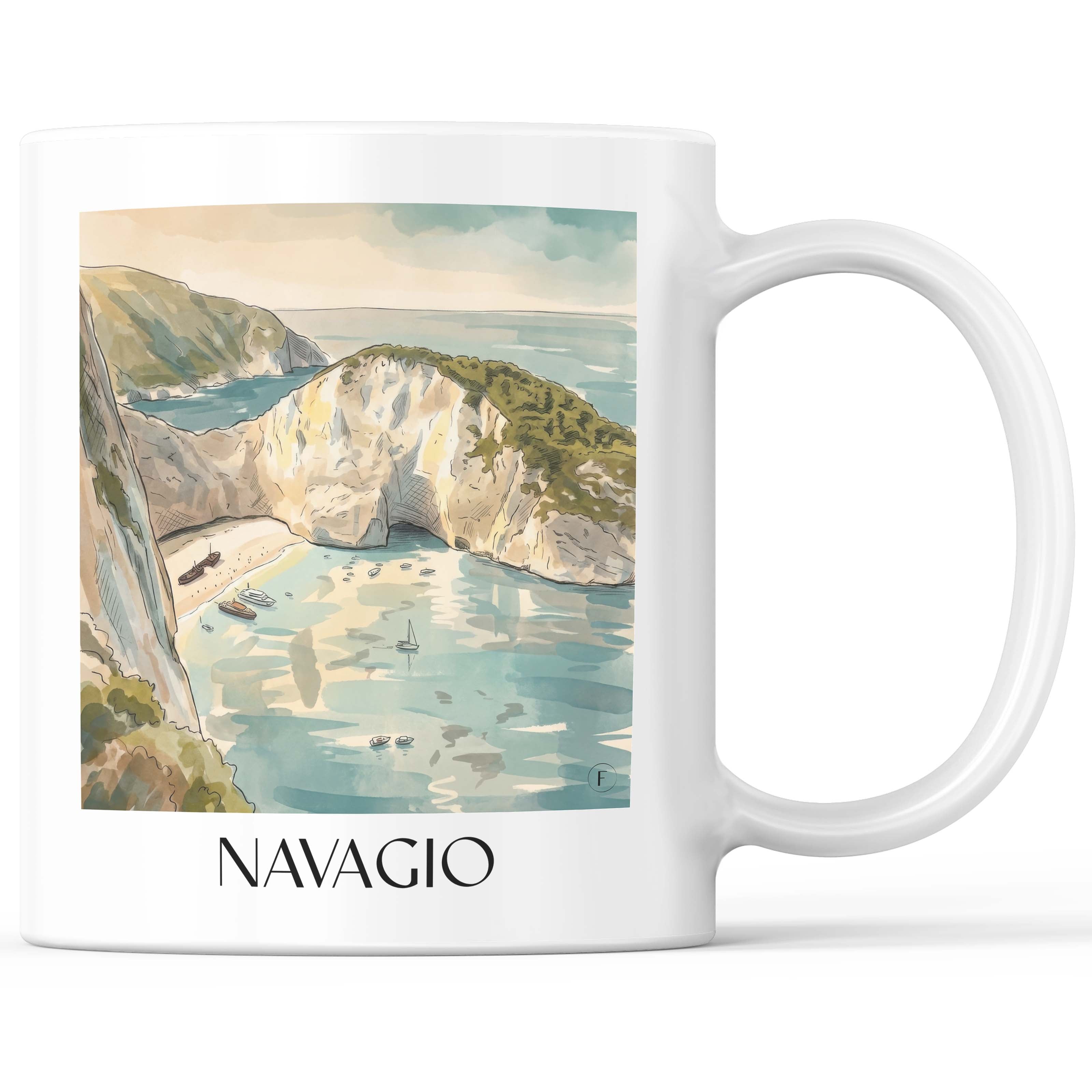 Navagio Kaffeebecher - Zakynthos - Griechenland Becher - Kaffeetasse im Aquarell Stil - favplace