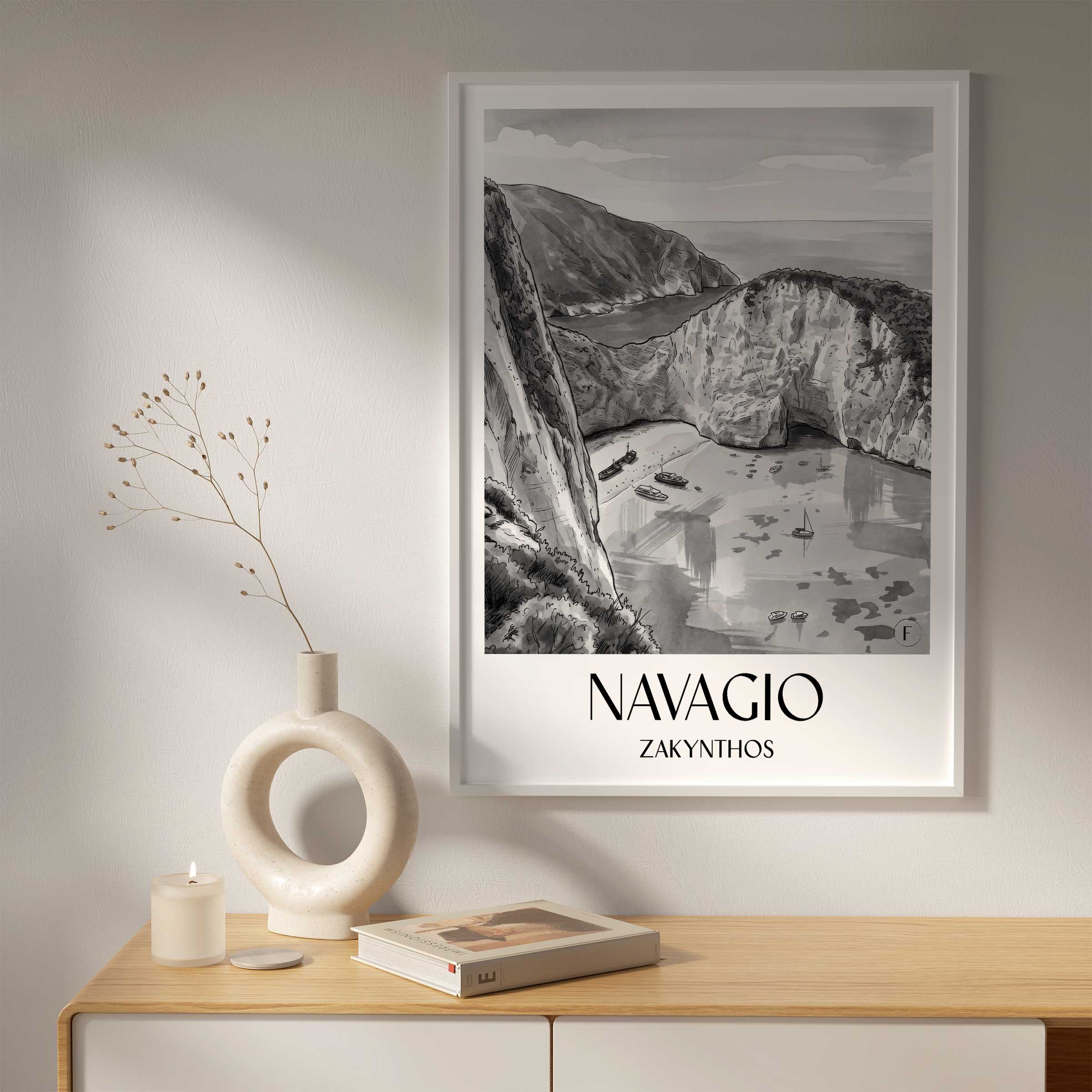 navagio-zakynthos-griechenland-poster-aquarell-schwarz-weiss