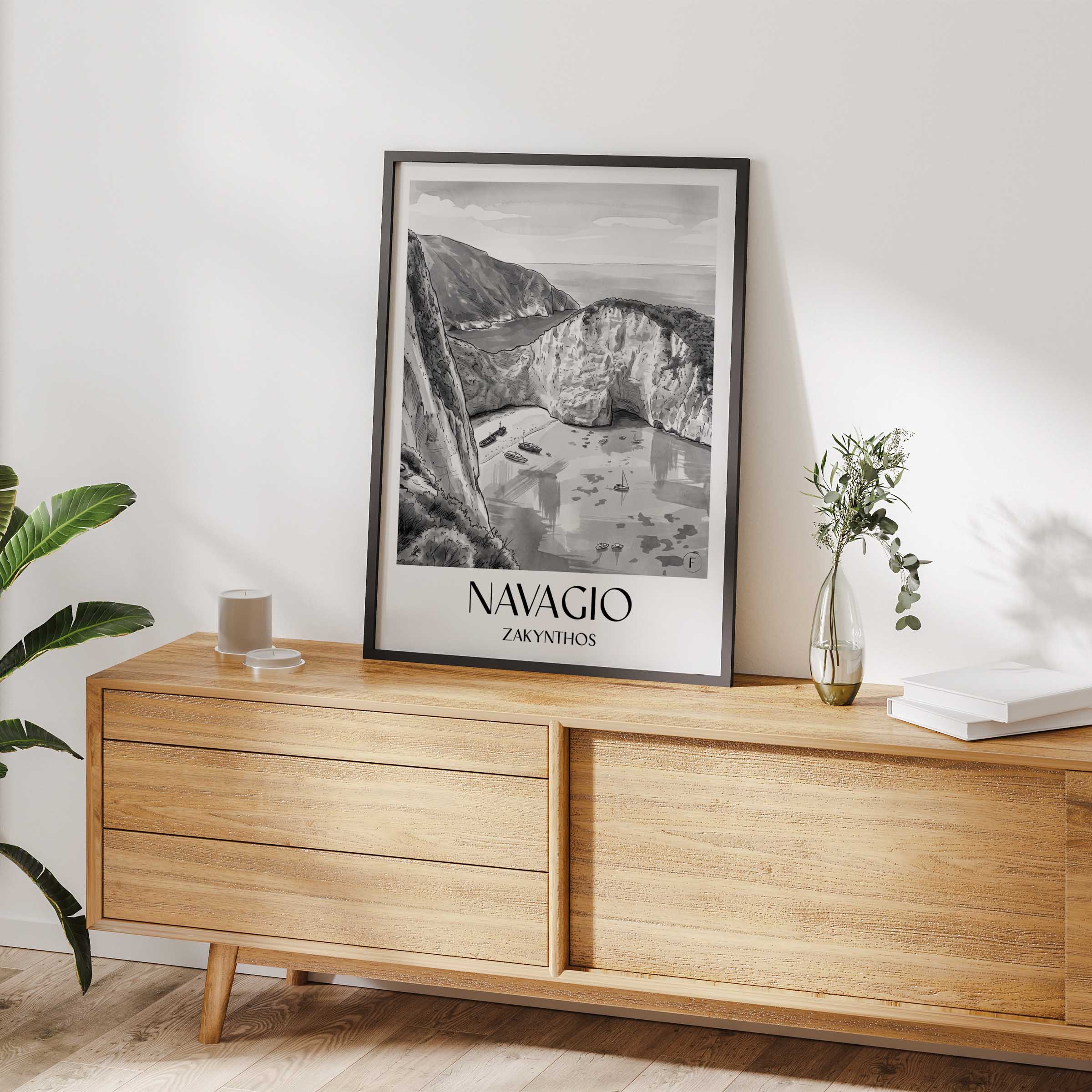 navagio-zakynthos-griechenland-poster-aquarell-schwarz-weiss