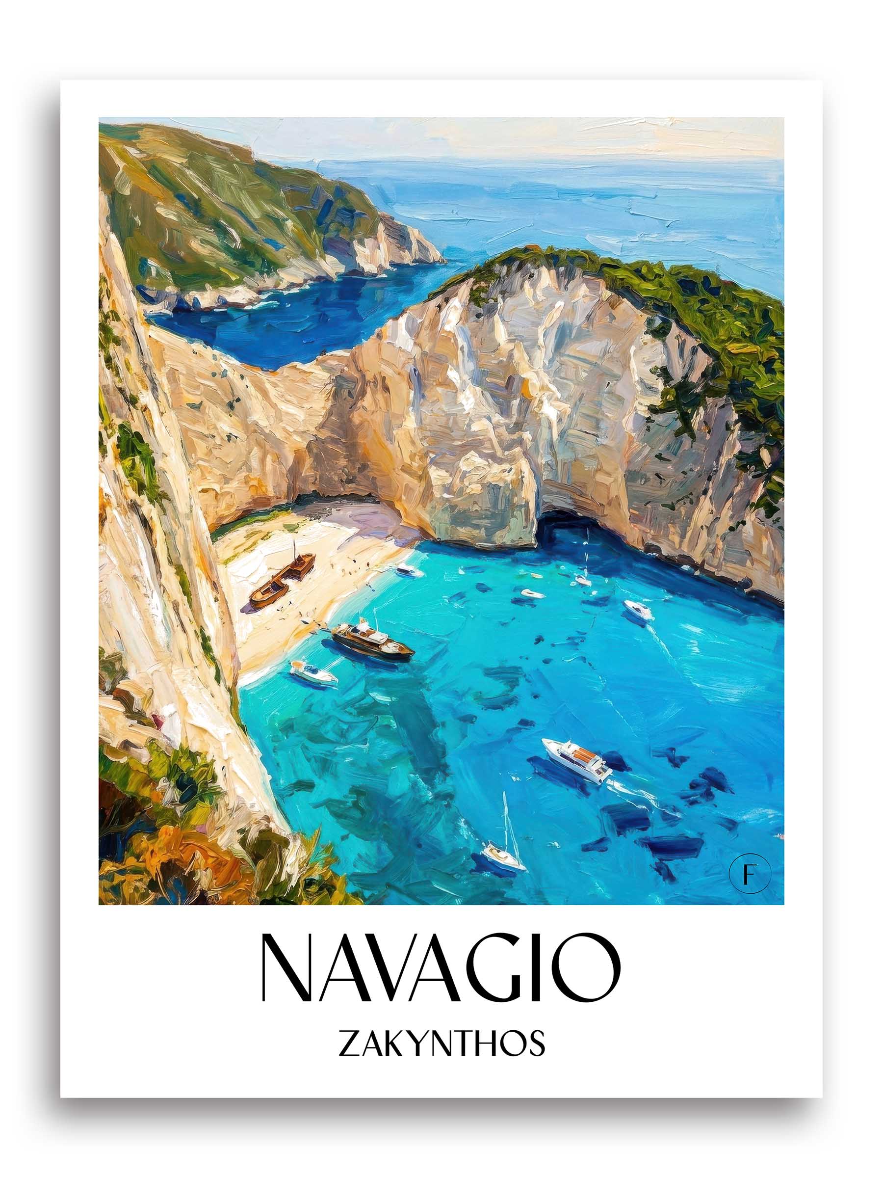 Navagio Poster - Zakynthos - Griechenland Kunstdruck - Ölgemälde von A4 bis A1 - favplace