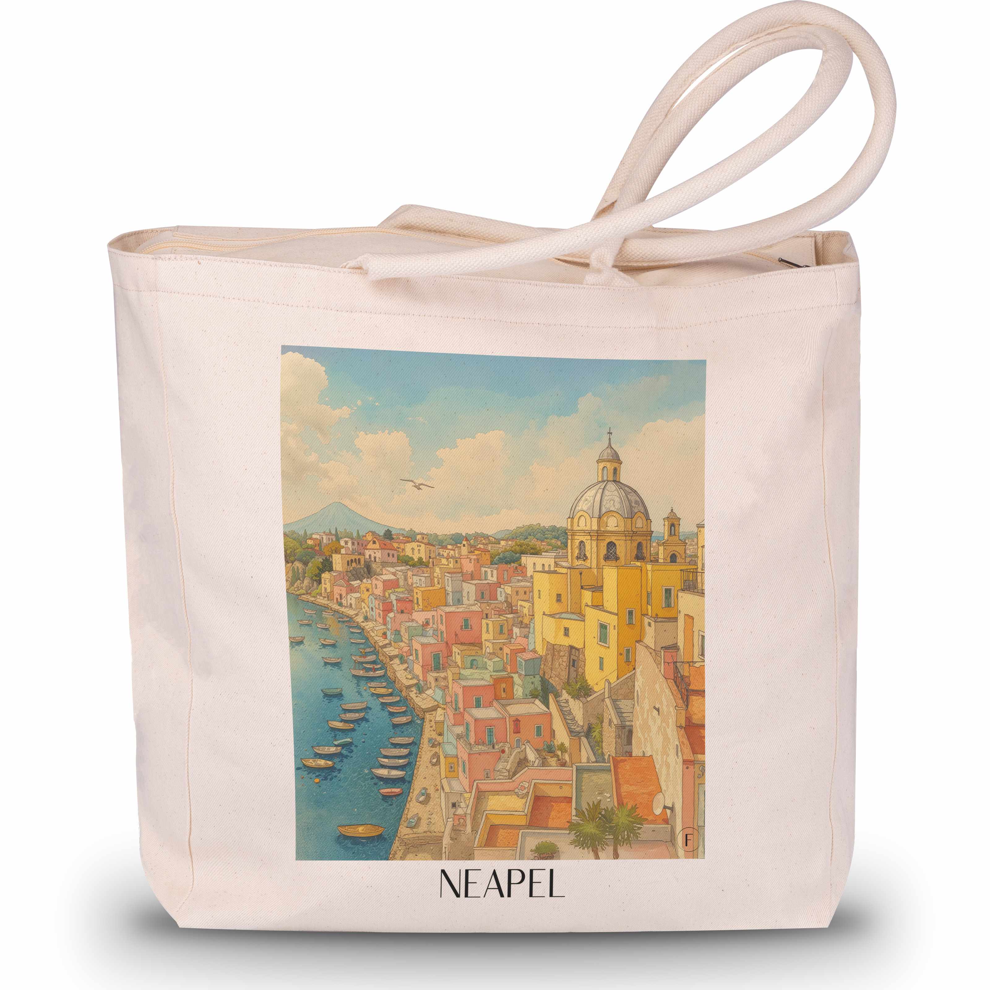 neapel-italien-einkaufstasche-aquarell