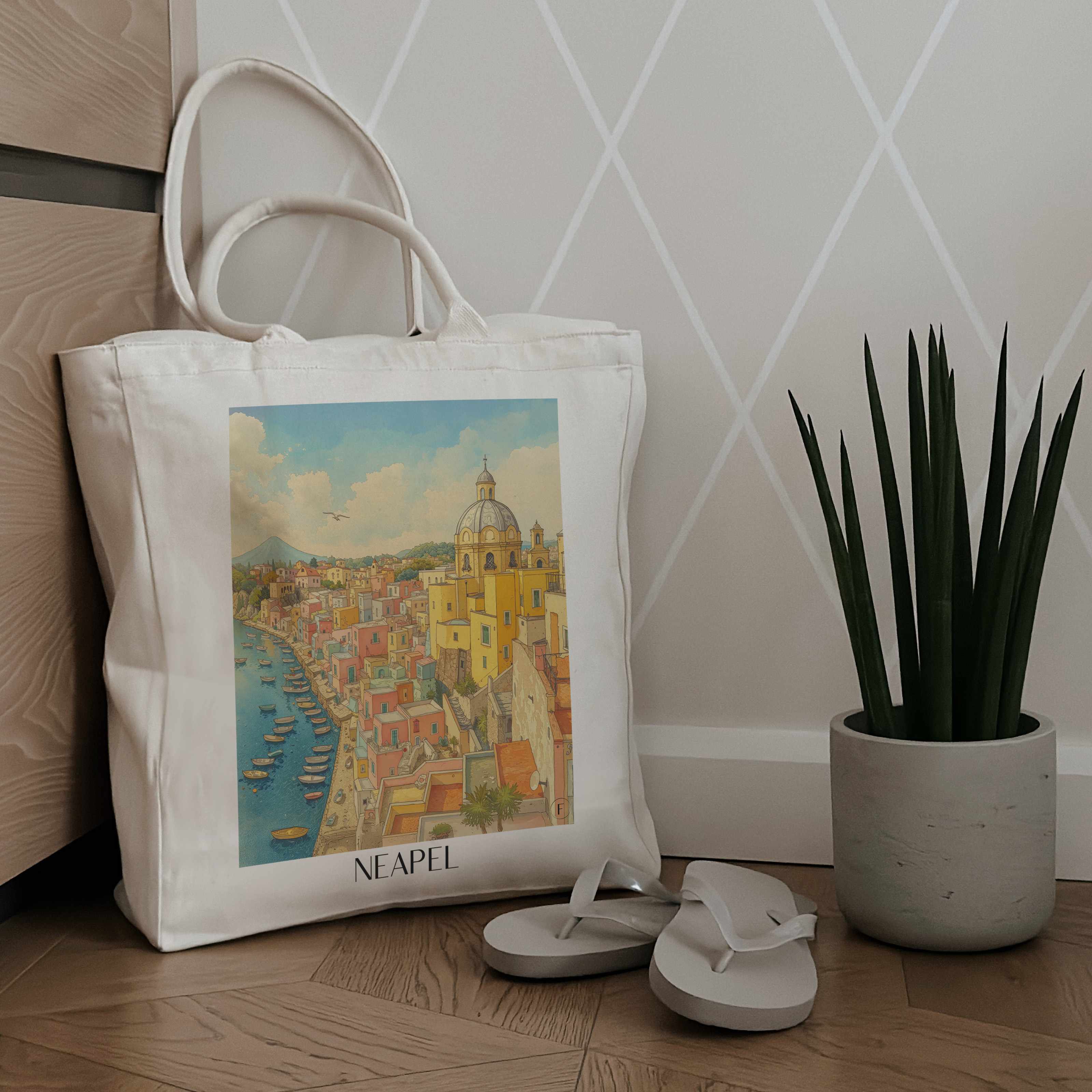 neapel-italien-einkaufstasche-aquarell