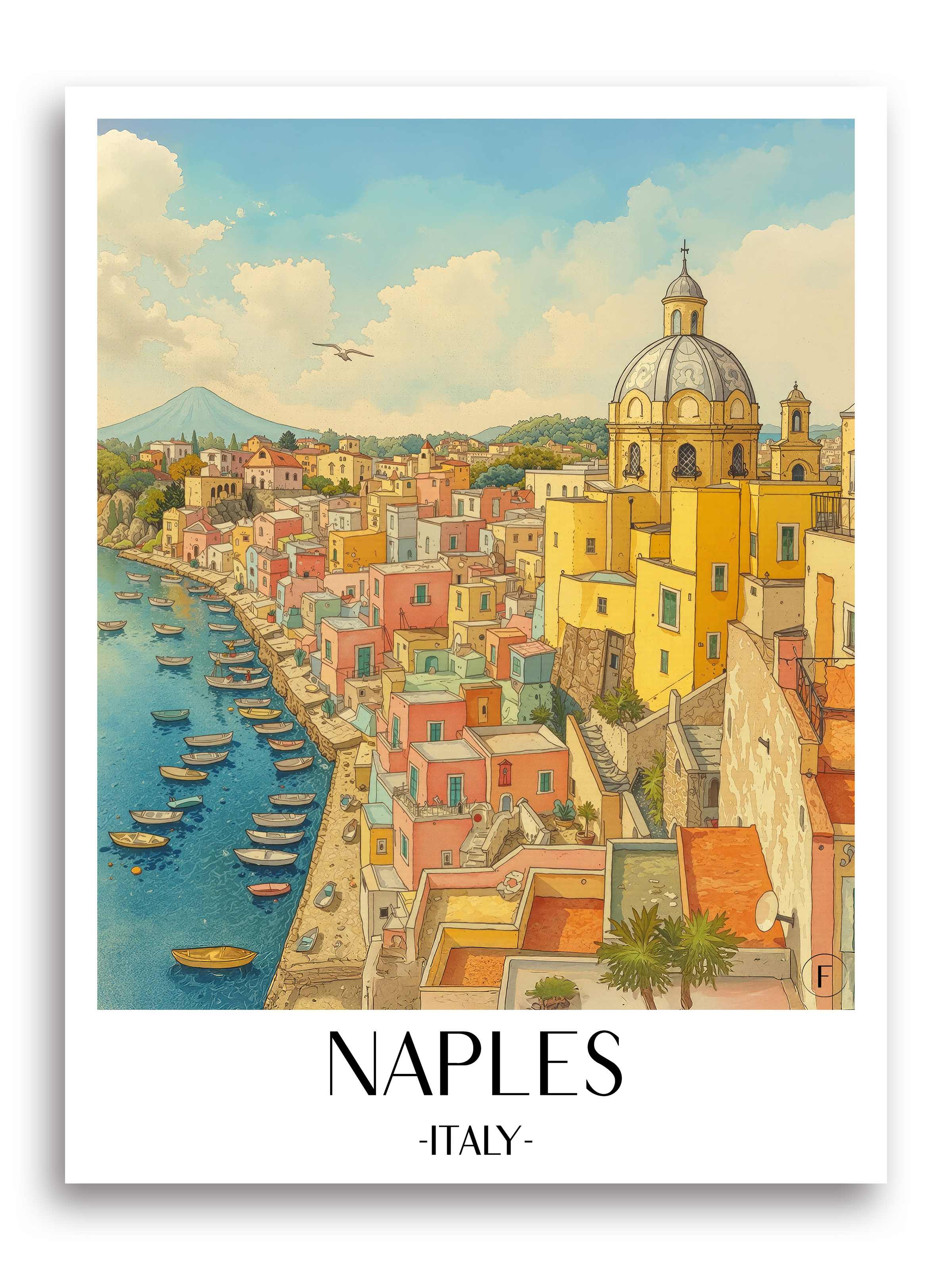 Neapel Poster - Italien Kunstdruck - Aquarell von A4 bis A1 - favplace