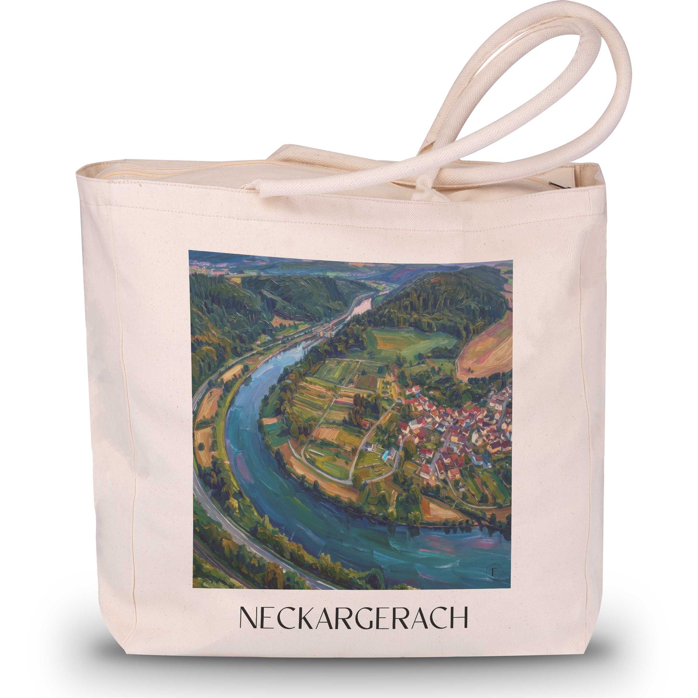 neckargerach-odenwald-deutschland-einkaufstasche-oil-painting-oelgemaelde