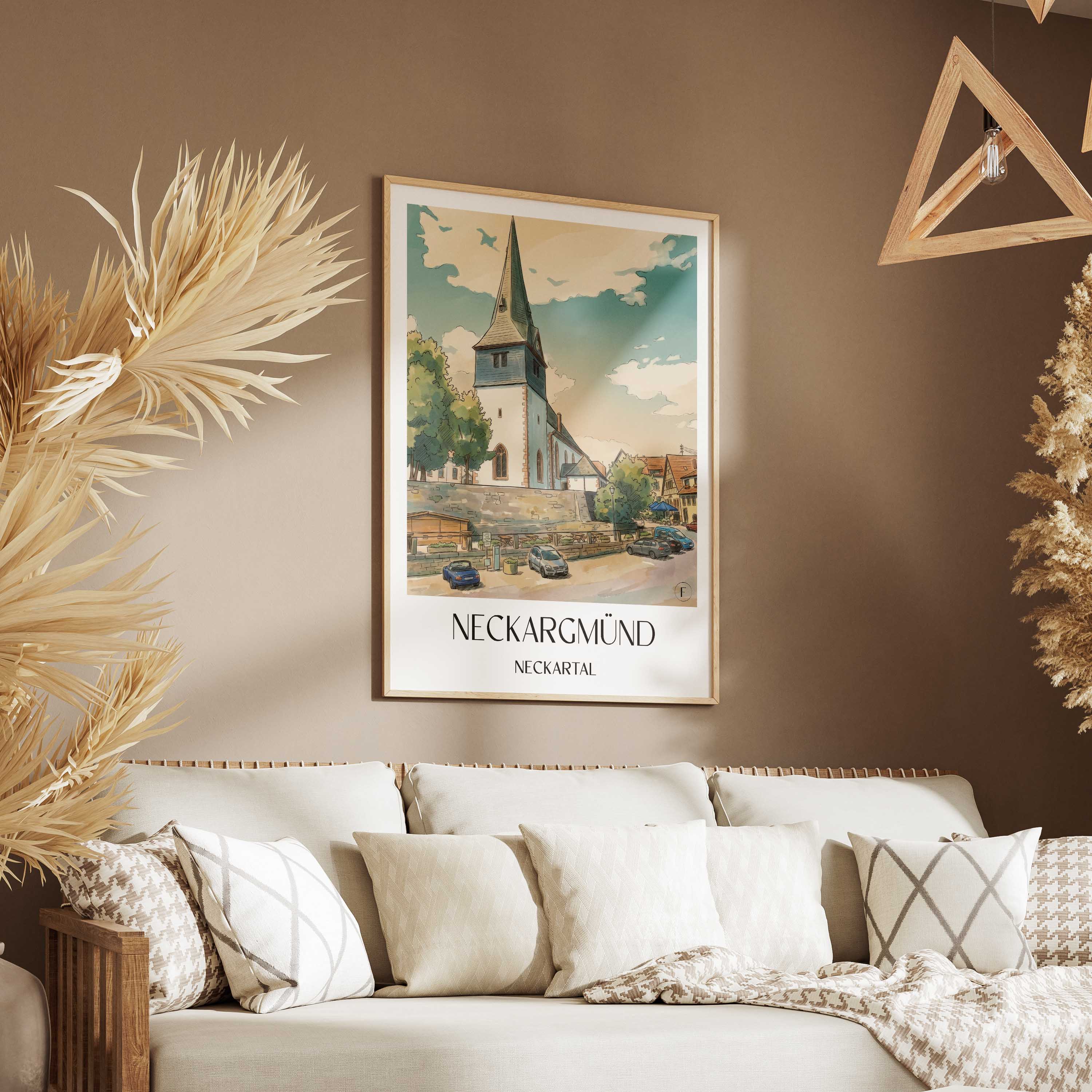 neckargmünd-neckartal-deutschland-poster-aquarell