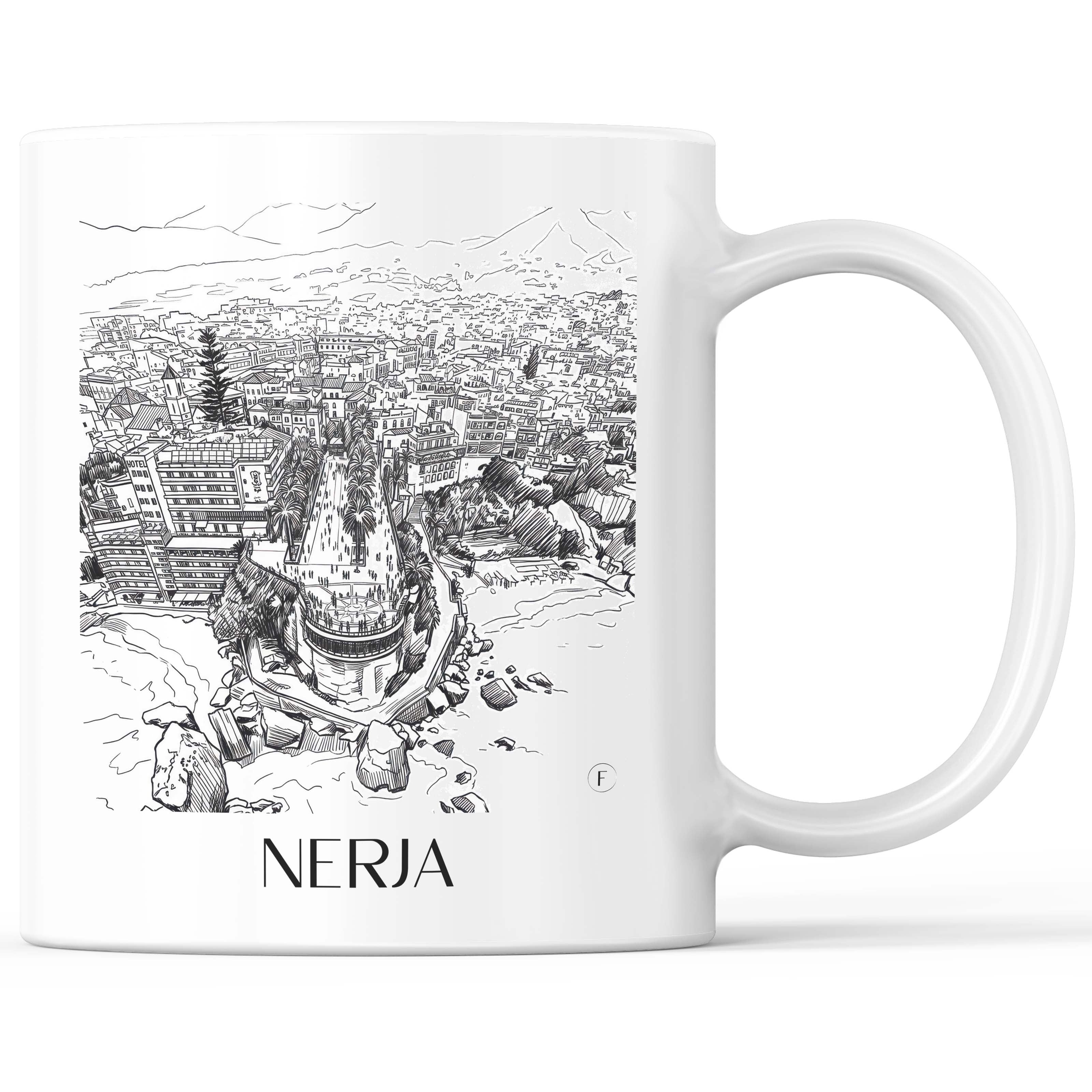 Nerja Kaffeebecher - Spanien - Spanien Becher - Kaffeetasse im Skizze Stil - favplace