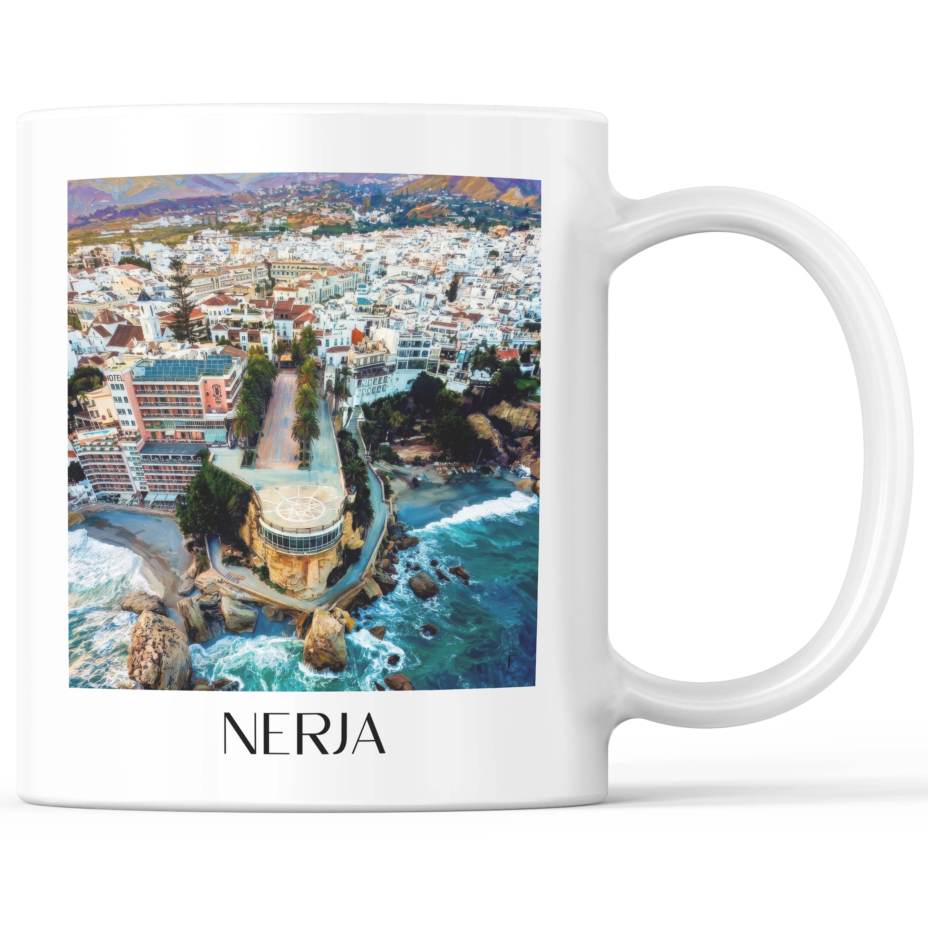 Nerja Kaffeebecher - Spanien - Spanien Becher - Kaffeetasse im Ölgemälde Stil - favplace