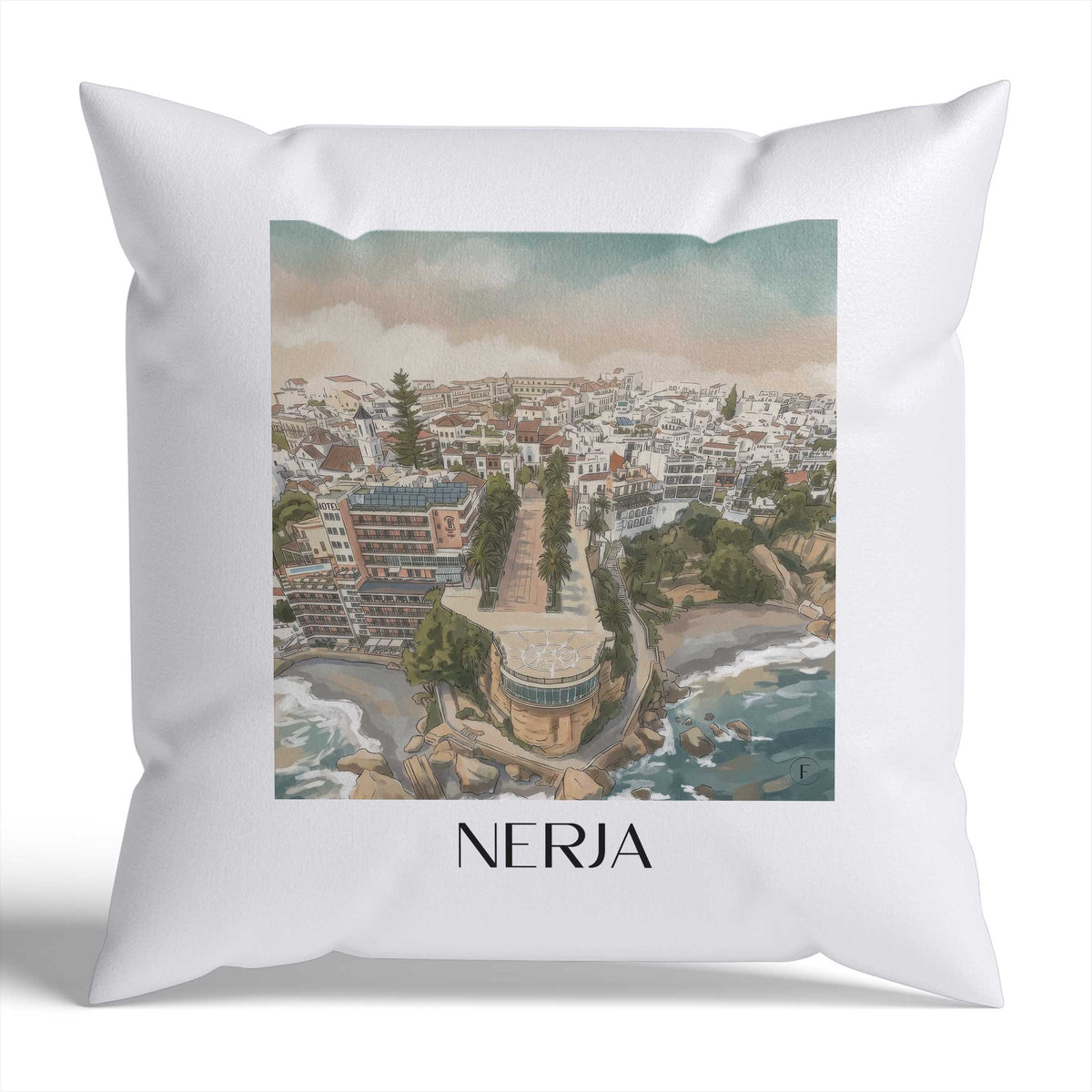 Nerja Kissenhülle - Zierkissen Bezug - Spanien - Spanien Kissen bzw. Kissenbezug im Aquarell Stil - favplace
