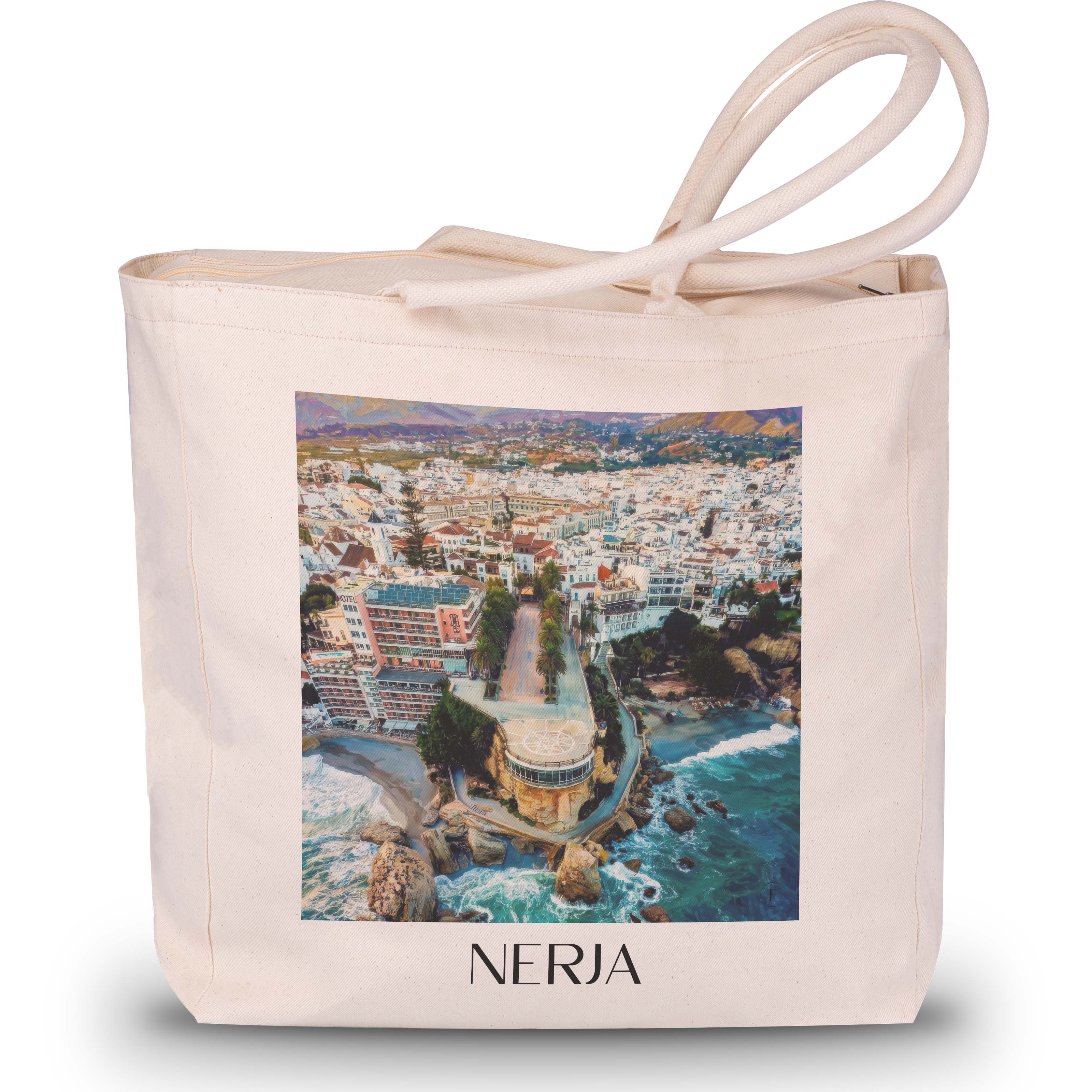 Nerja Shopping Tasche - Spanien - Spanien und Spanien Tote Bag - Einkaufstasche im Ölgemälde Stil - favplace