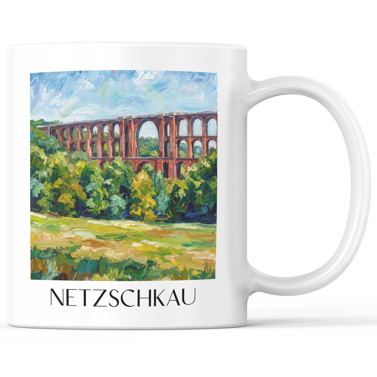 Netzschkau Kaffeebecher - Vogtland - Deutschland Becher - Kaffeetasse im Ölgemälde Stil - favplace