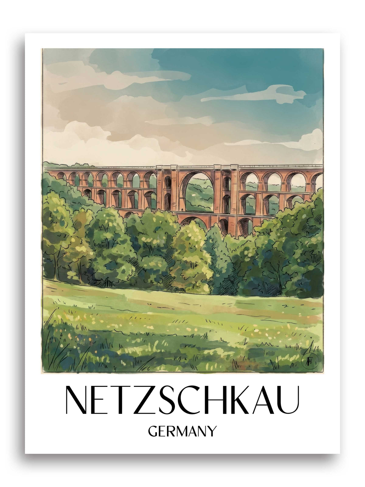 Netzschkau Poster - Vogtland - Deutschland Kunstdruck - Aquarell von A4 bis A1 - favplace