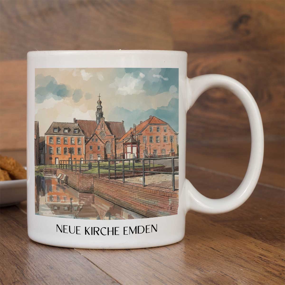 neue-kirche-emden-deutschland-kaffeebecher-aquarell