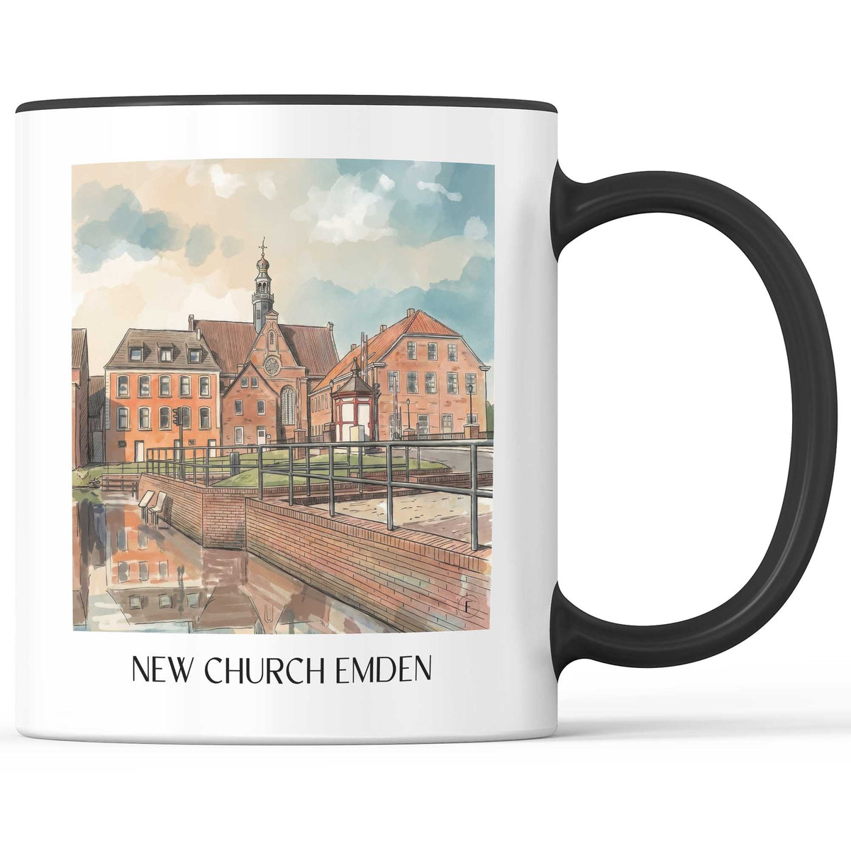 Neue Kirche Kaffeebecher - Emden - Deutschland Becher - Kaffeetasse im Aquarell Stil - favplace