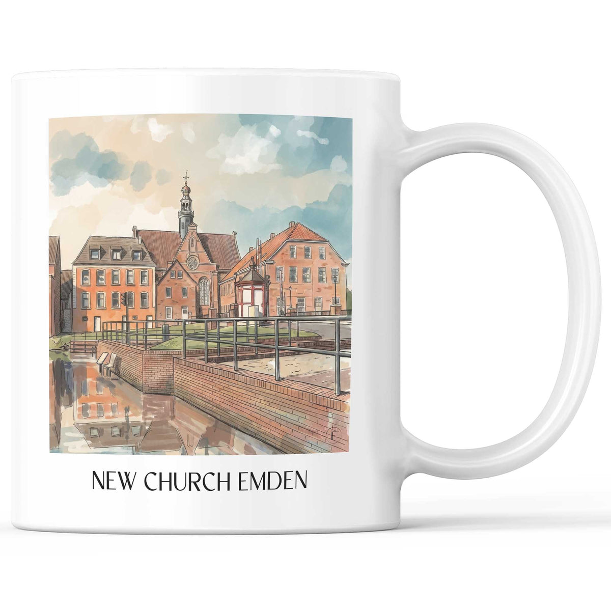 Neue Kirche Kaffeebecher - Emden - Deutschland Becher - Kaffeetasse im Aquarell Stil - favplace